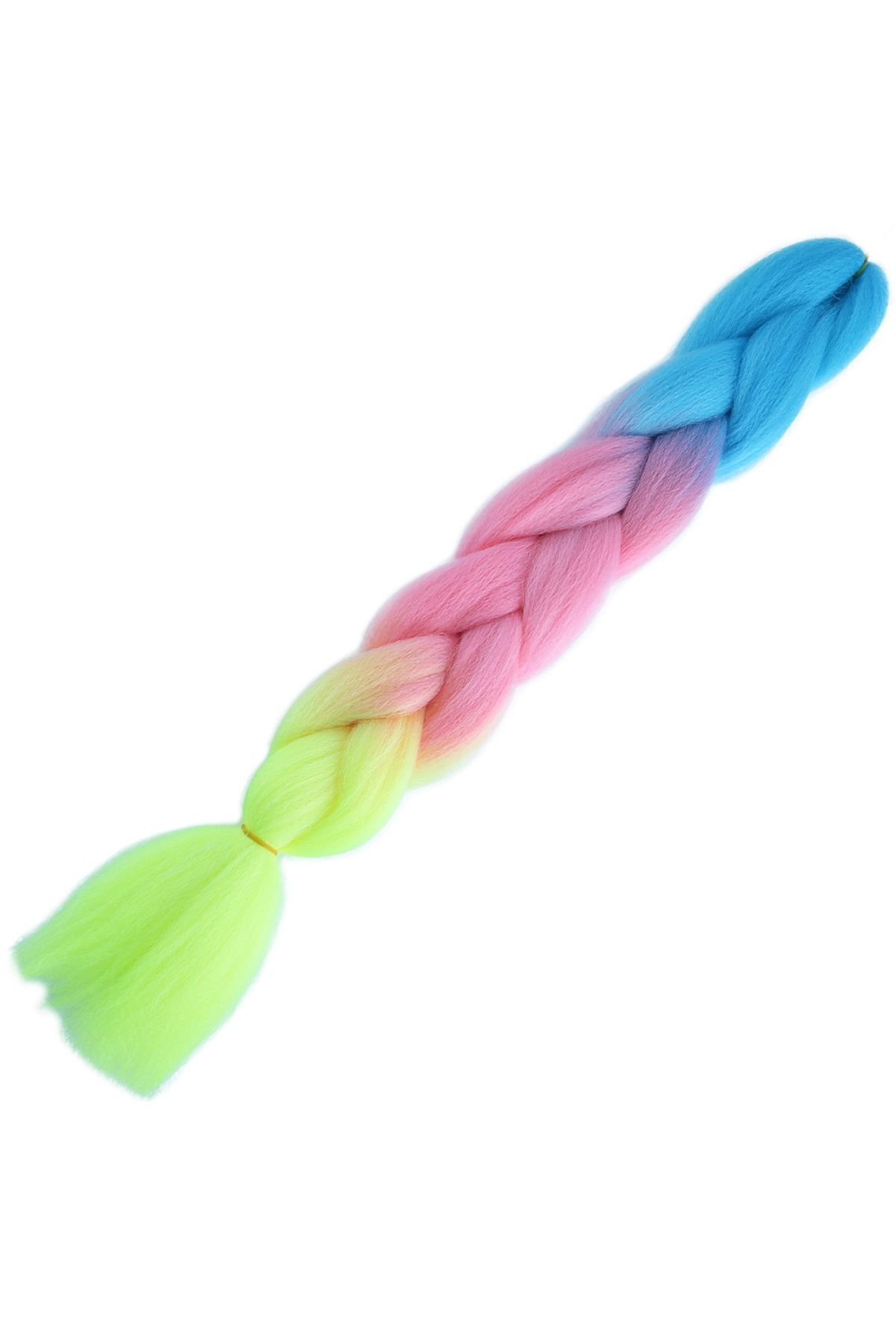 FantaziAtölyesi Afrika Örgülük Ombreli Sentetik Saç 100 Gr. - Açık Mavi / Pembe / Neon Sarı