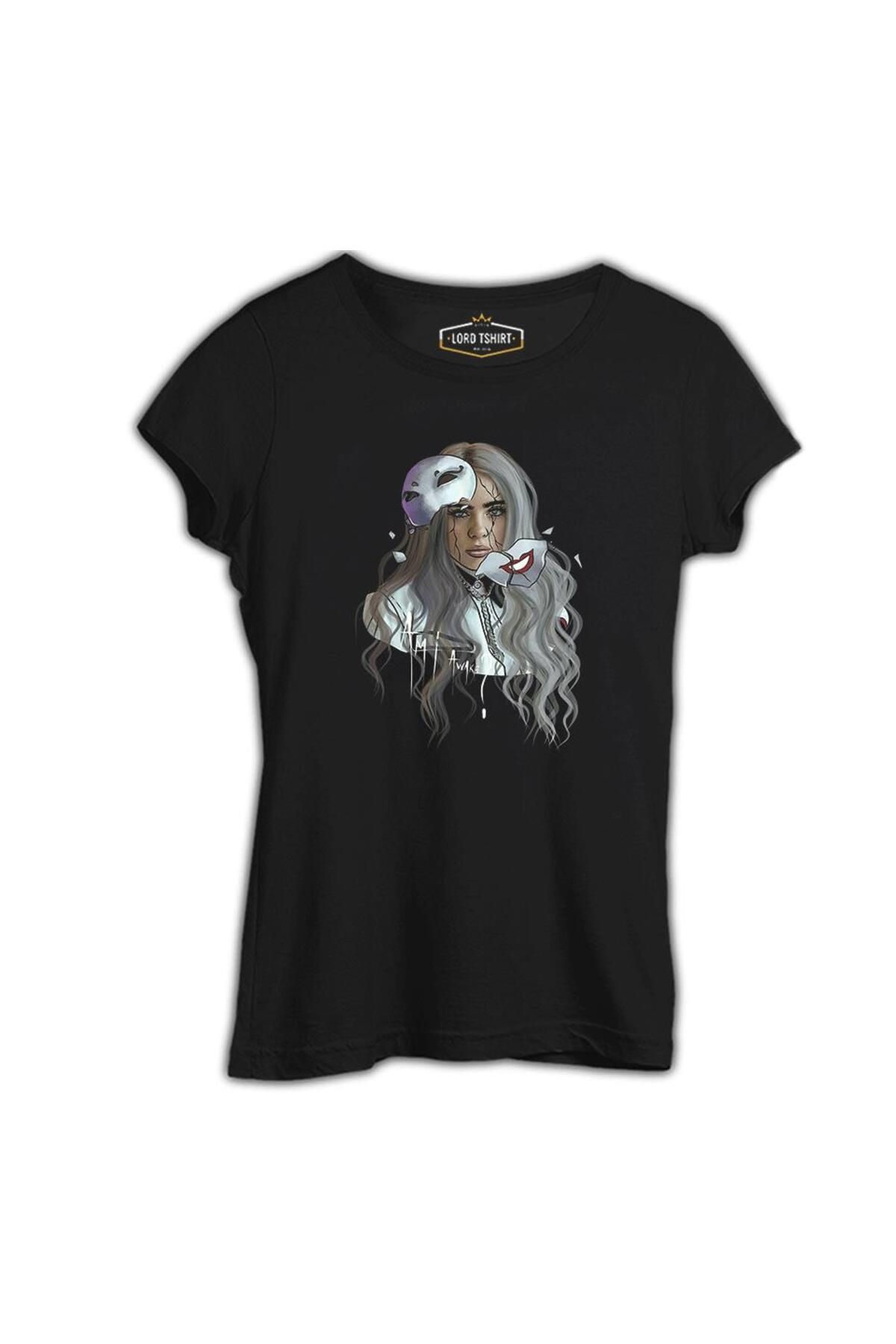 Lord T-Shirt Billie Eilish - Mask Siyah Kadın Tshirt