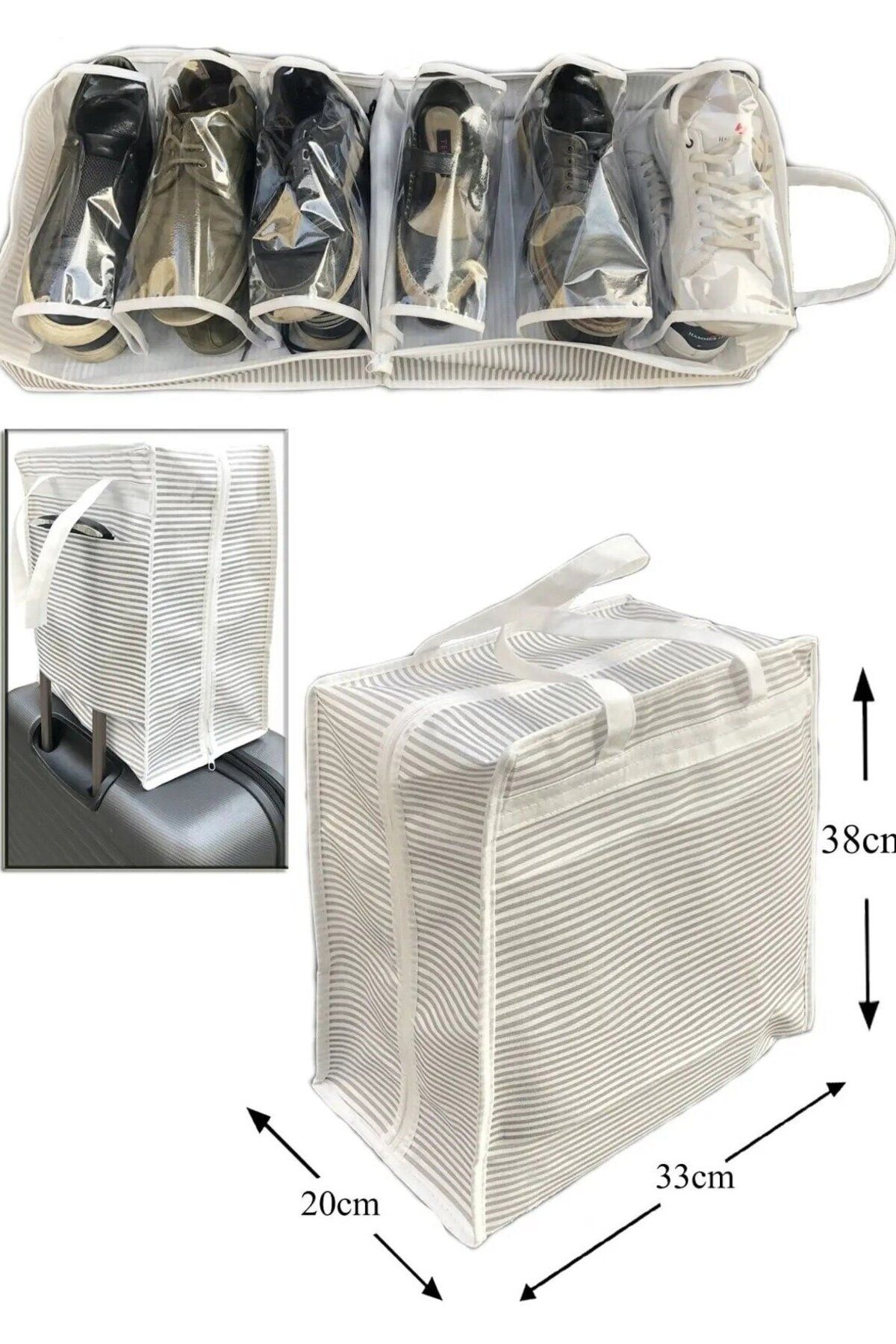 Skygo Ayakkabı SAKLAMA ve TAŞIMA Çantası (Çizgili Model) Shoe Tote