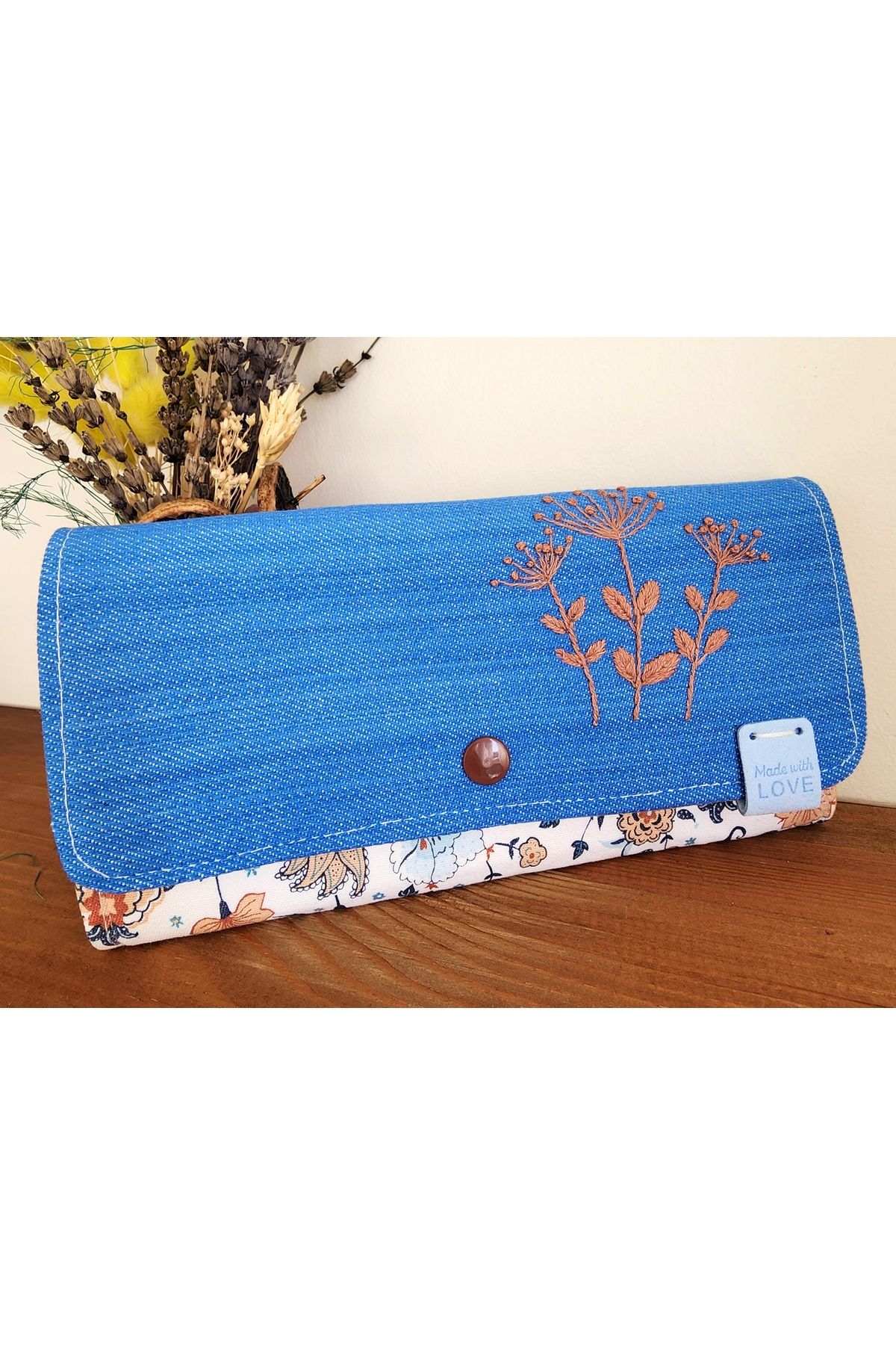 myyasminhome NAKIŞ İŞLEMELİ, UZUN CÜZDAN % 100 HANDMADE