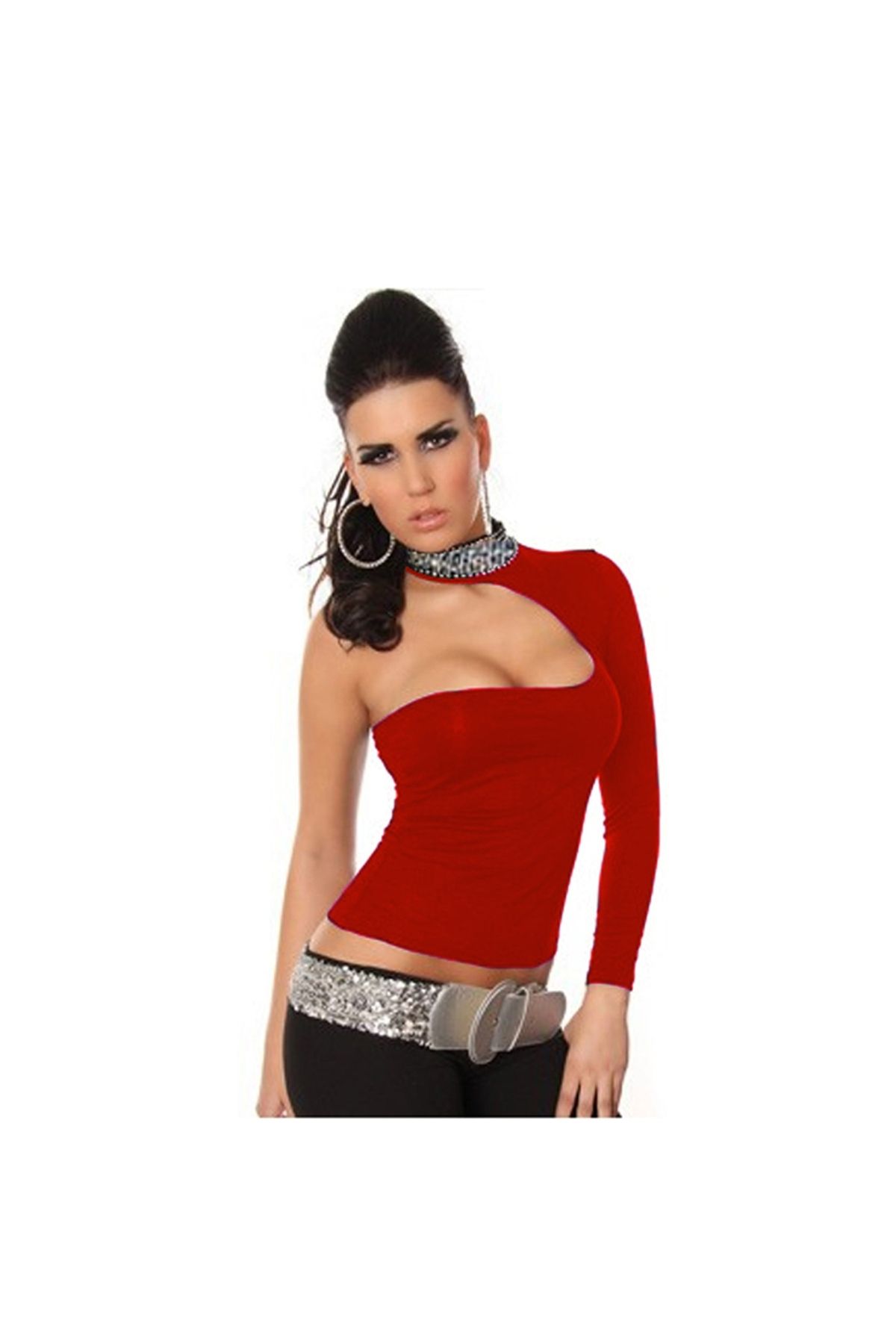 Marsilyan - B101432 Pul Payet Aksesuarlı Bluz
