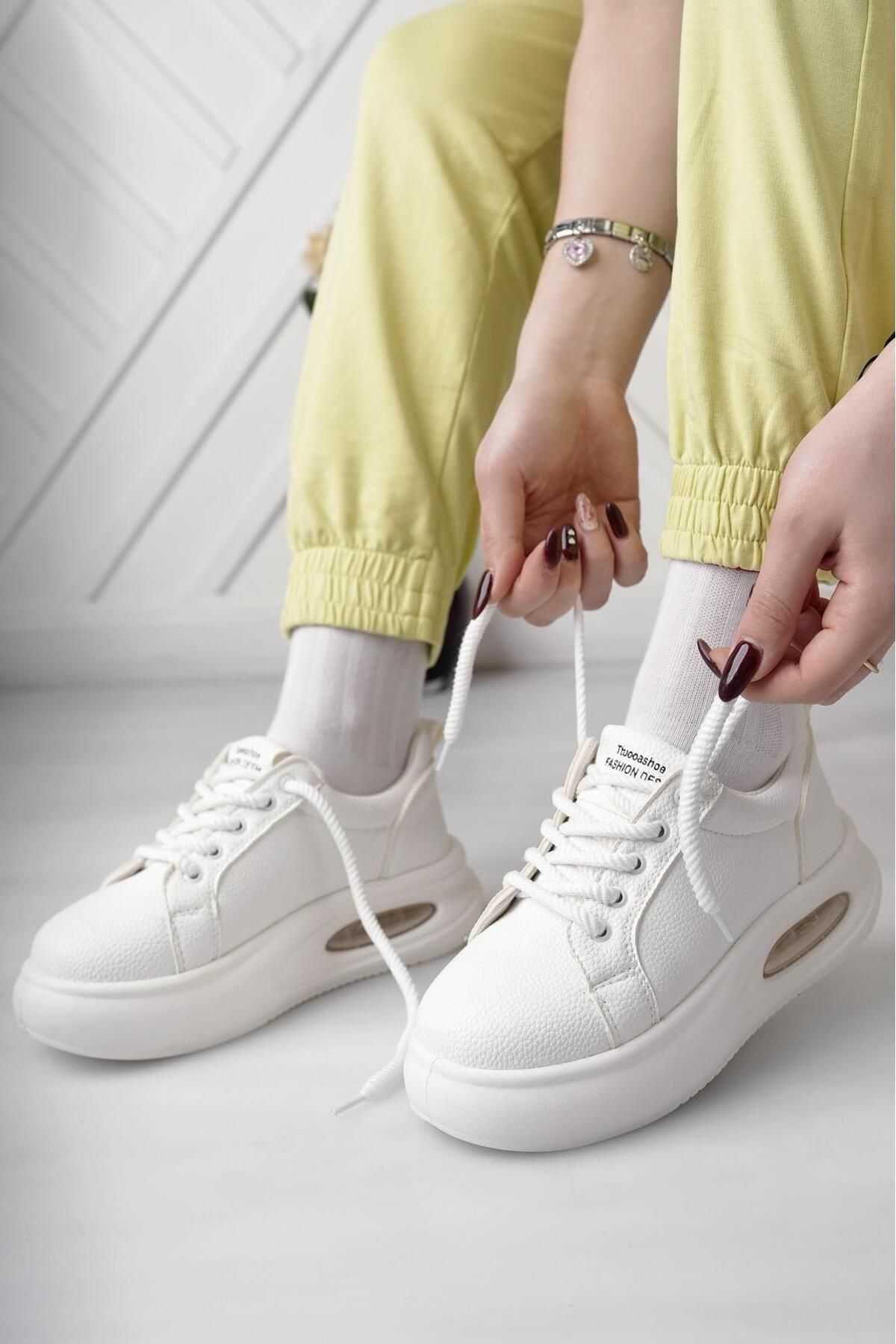 Nesil Shoes Dvm 5750 Beyaz Havalı Taban Kadın Sneakers