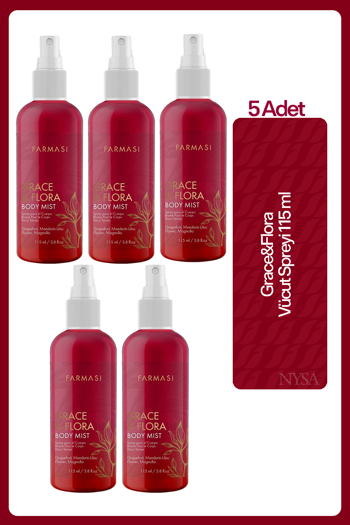 Farmasi Grace & Flora Vücut Spreyi 115 - 5 Adet - Fiyatı, Yorumları