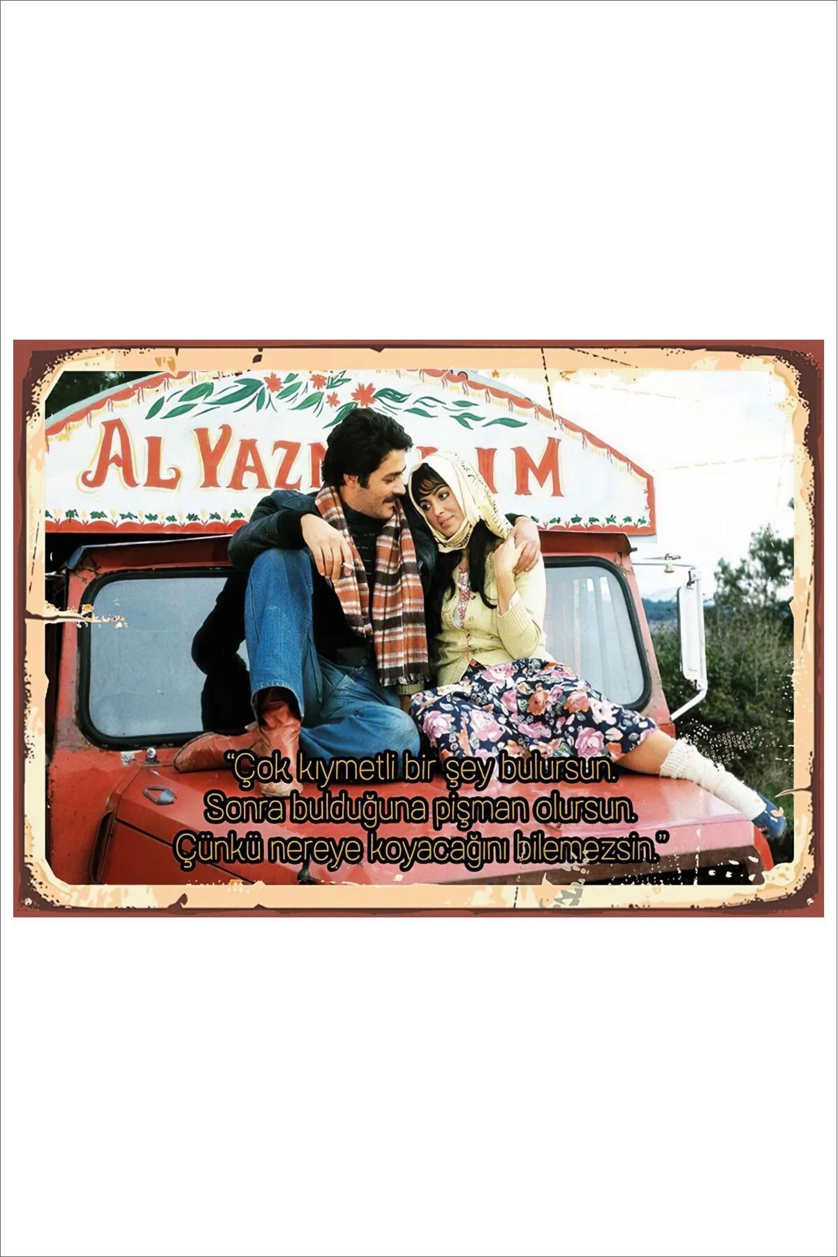 Yeni Yıldız Reklam RETRO ALYAZMALIM SELVİ BOYLUM ANLAMLI DUVAR YAZILARI SÖZLERİ 20X30 TABLO
