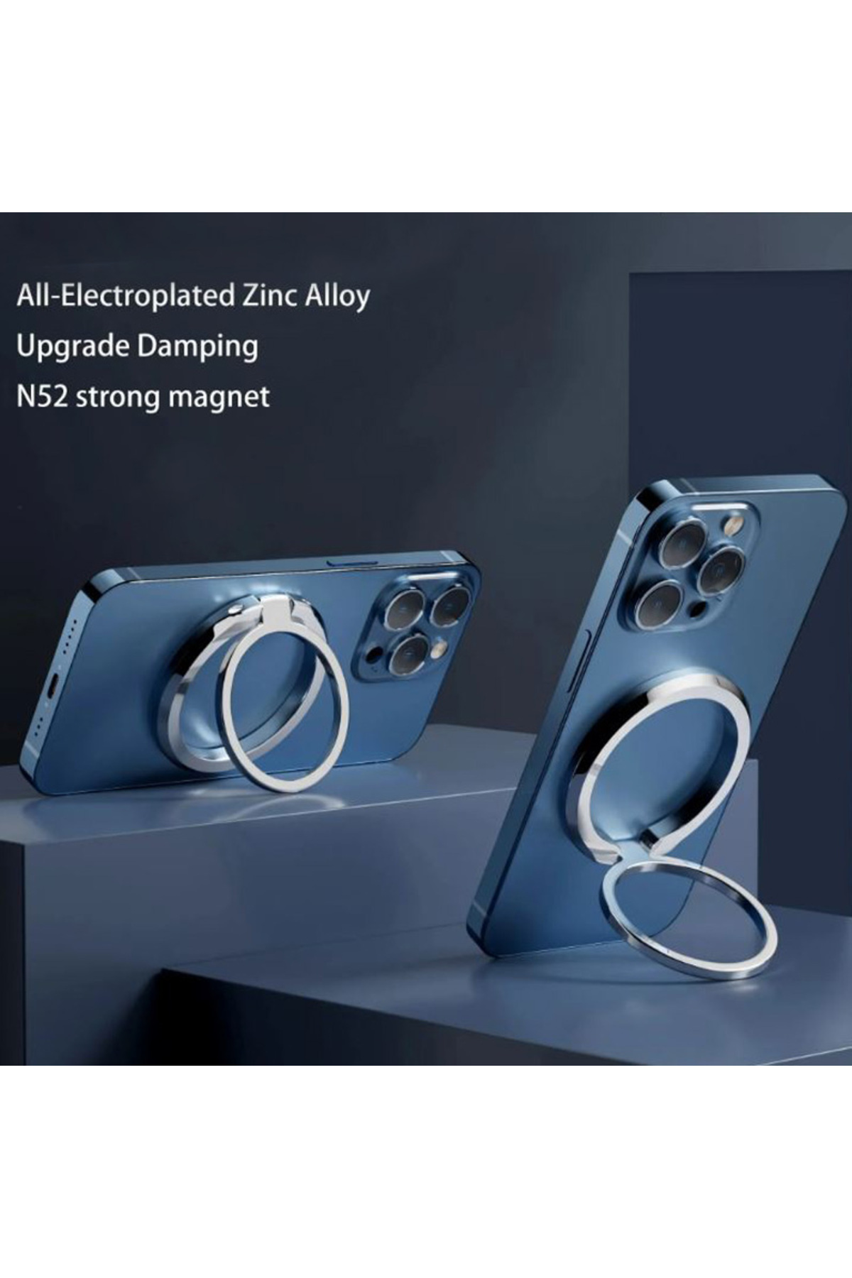 REDz Accessories-Magsafe Ring Holder, Ultra Grip, Rotating And Adjustable, Strong Magnets, Metal, Silver 8