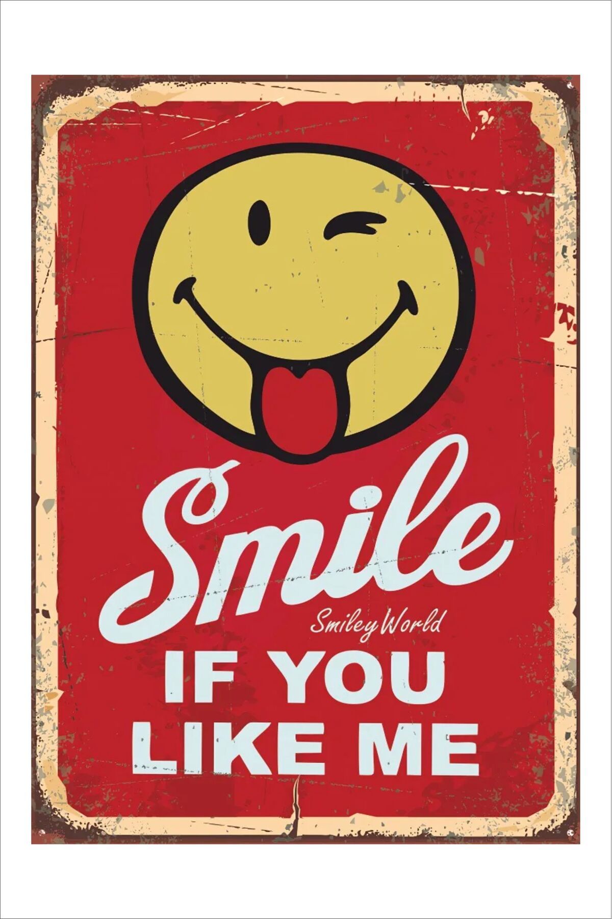 Yeni Yıldız Reklam RETRO SMİLE İF YOU LİKE ME KOMİK ANLAMLI DUVAR AYZILARI SÖZLERİ 20X30 TABLO