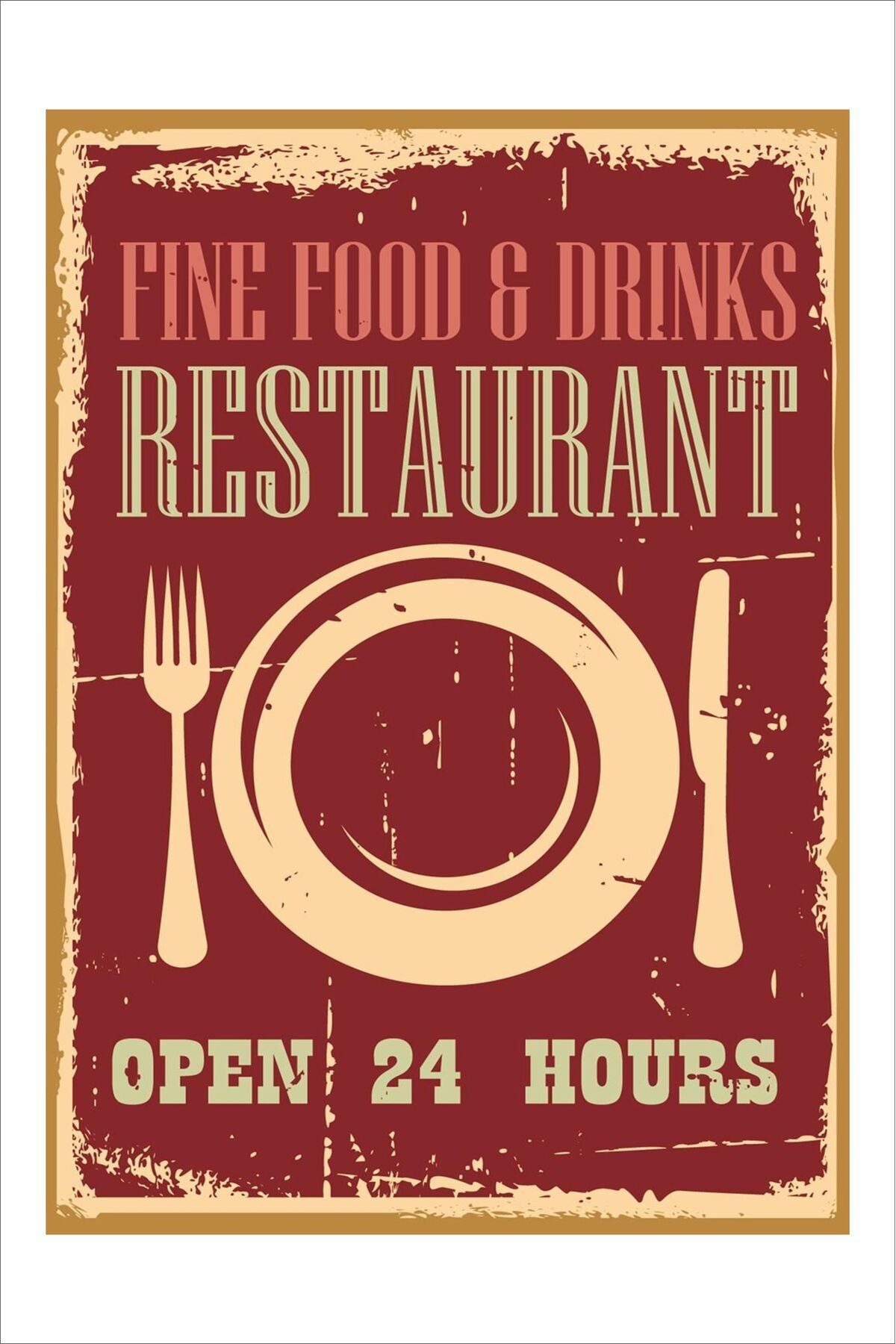 Yeni Yıldız Reklam RETRO RESTAURANT VİNTAGE 20X30 TABLO
