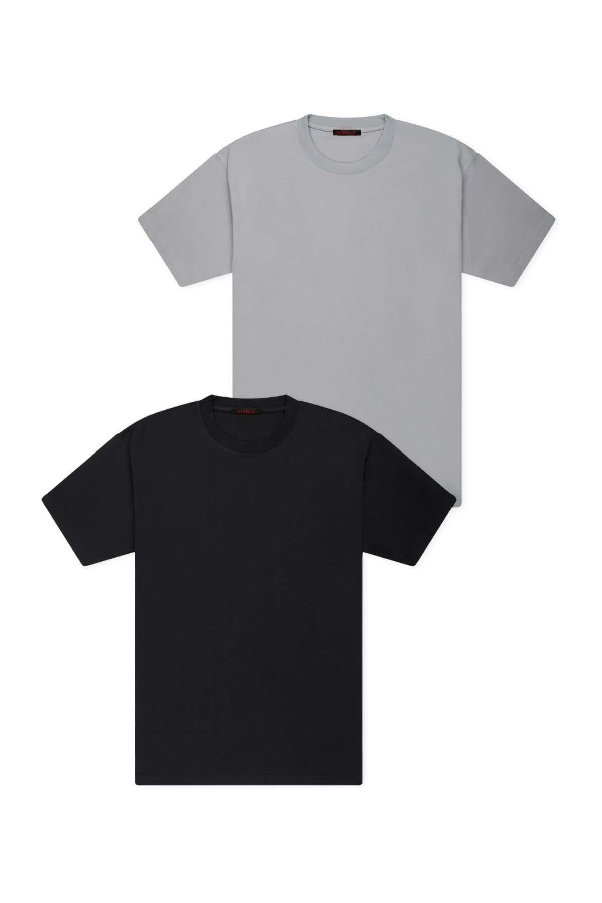 WERRONİ 2'li Slim Basic T-Shirt - Gri - Siyah