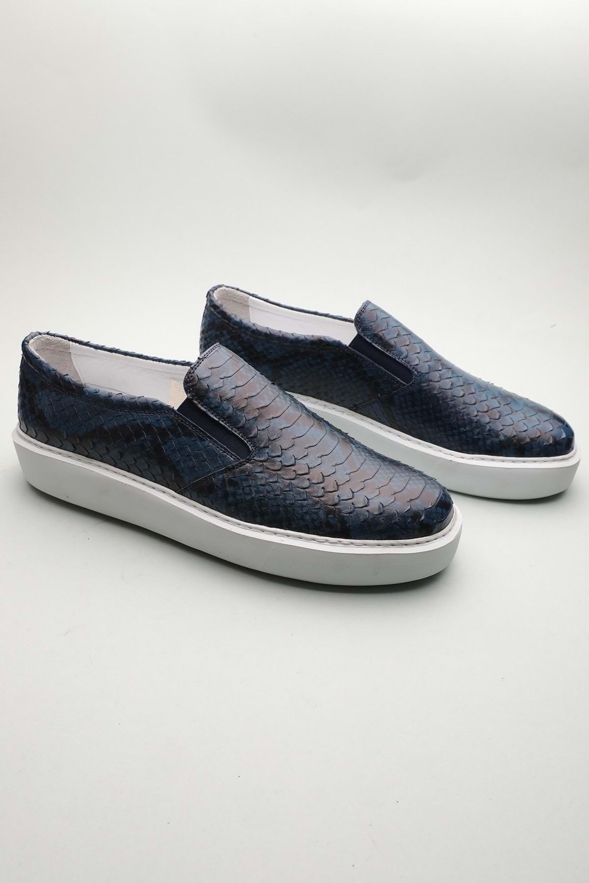 Gondol Erkek Hakiki Deri Klasik Loafer Mavi Yılan 42 ttx.601199
