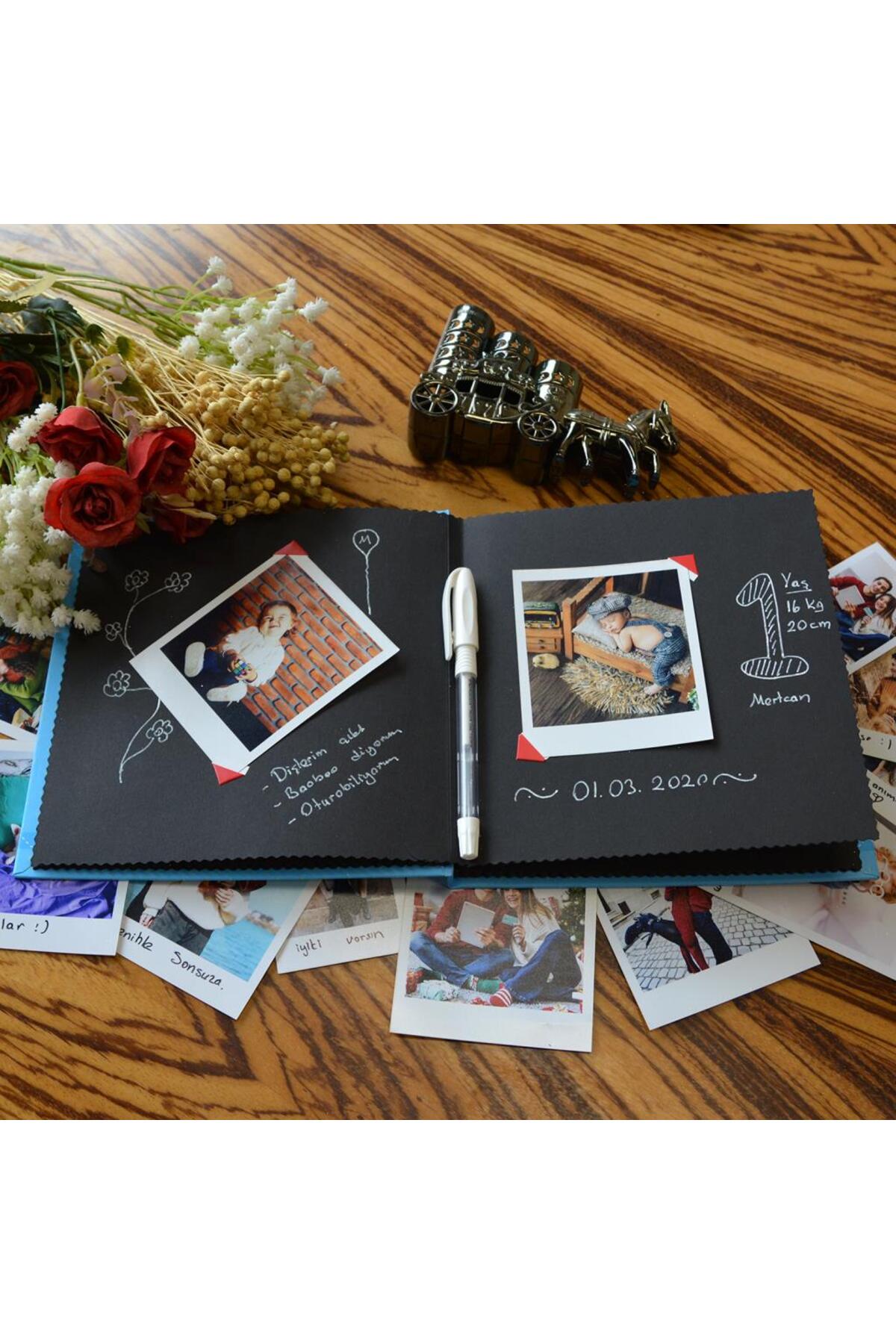 Nobbystar Uykucu Erkek Bebek Anı Defteri ve Fotoğraf Albümü – Beyaz Kalem + 2 Adet Sticker Hediyeli fotoğrafı 2 (önizleme)
