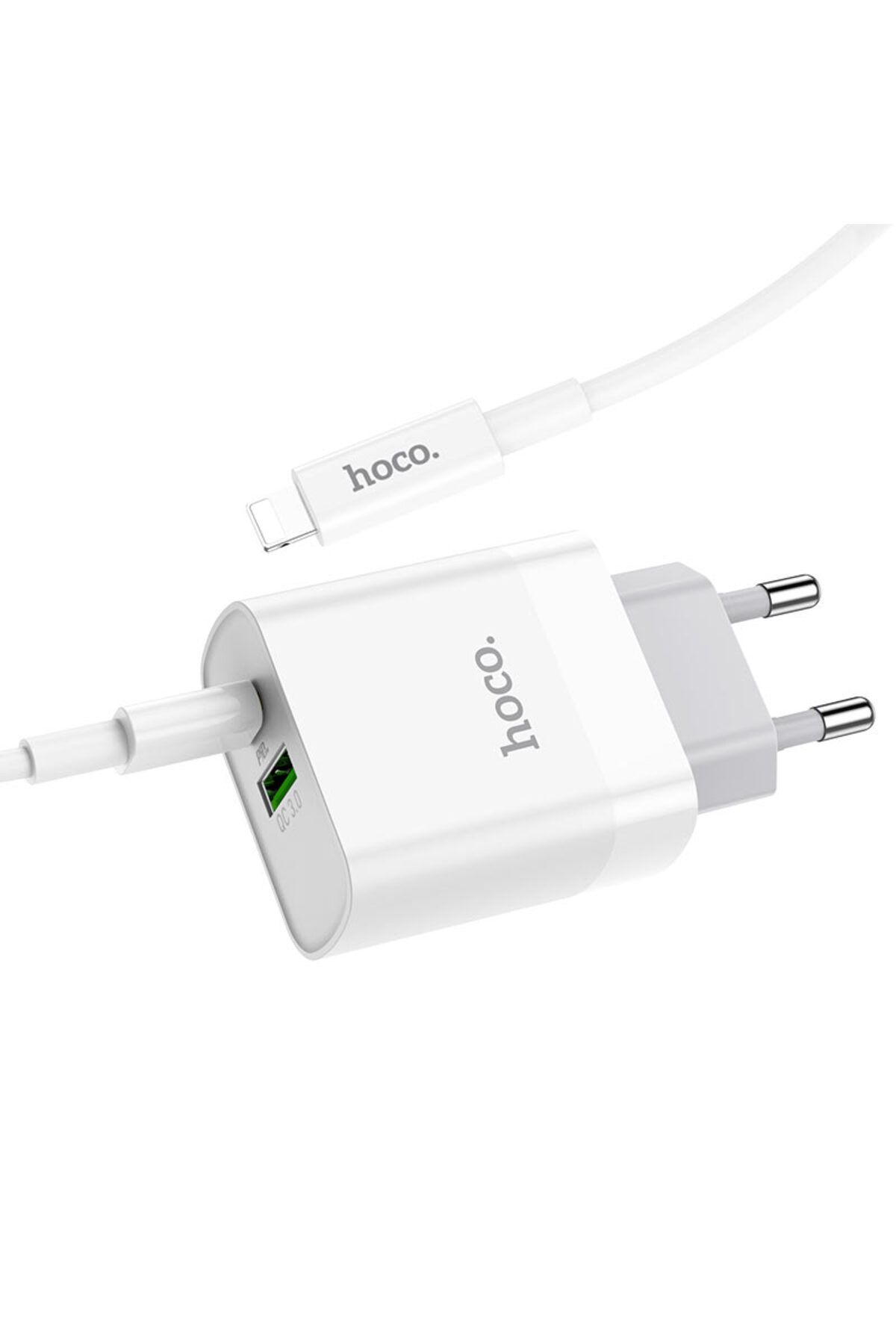 REDz Accessories-Set încărcător, cablu de iluminare adaptor Hoco C80a, tip C și port USB, încărcare rapidă 20w, alb 3