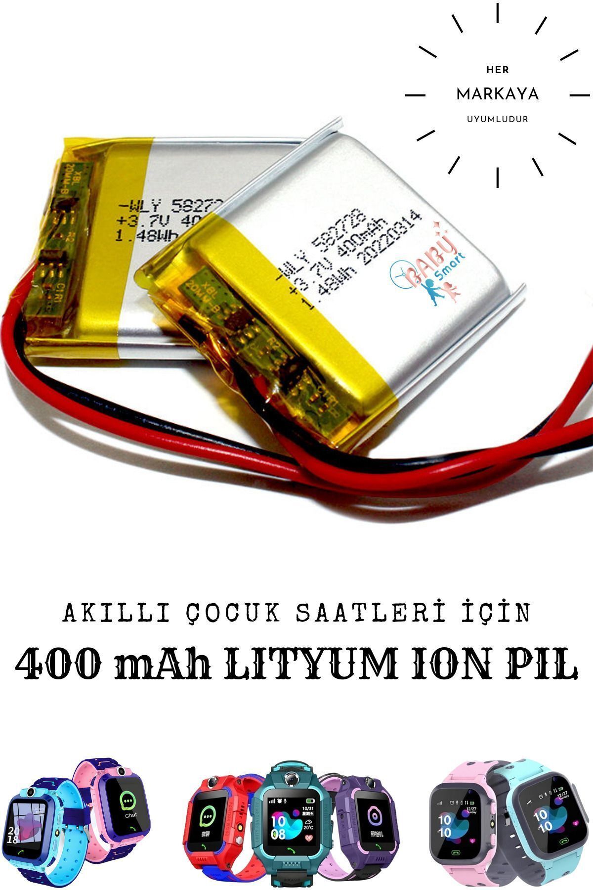 instatech Akıllı Çocuk Saat Batarya - Pil 3.7v 400mah