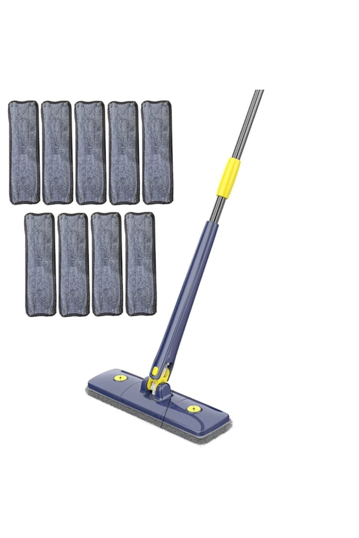 NEXTLY Set Mop Multifunctional Cu 9 Lavete Nextly Pentru Suprafete Uscate Si Umede, Cap Rotativ 360° - One Size