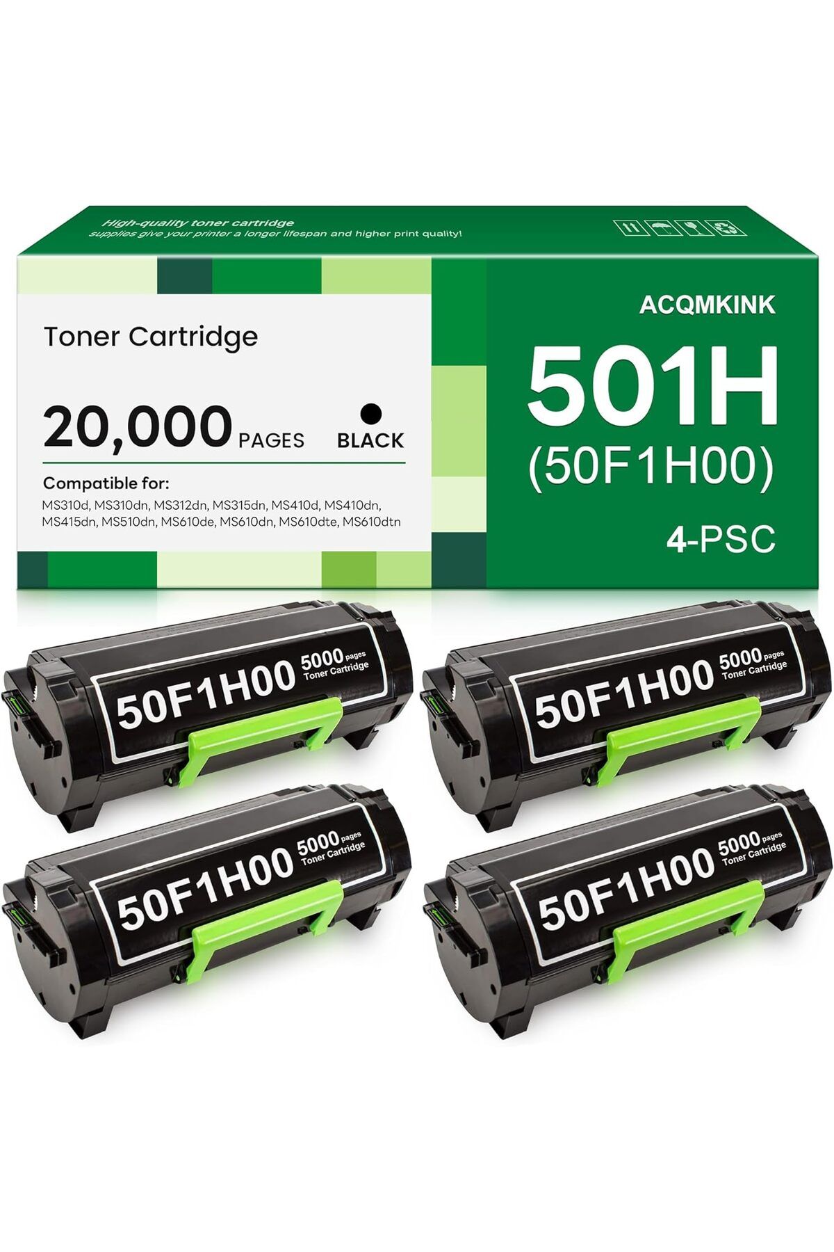 Lexmark 20BİN SAYFA YUSKEK KAP MS310dn MS410dn MS610dn MS312dn MS315dn MS415dn , 4 Pack