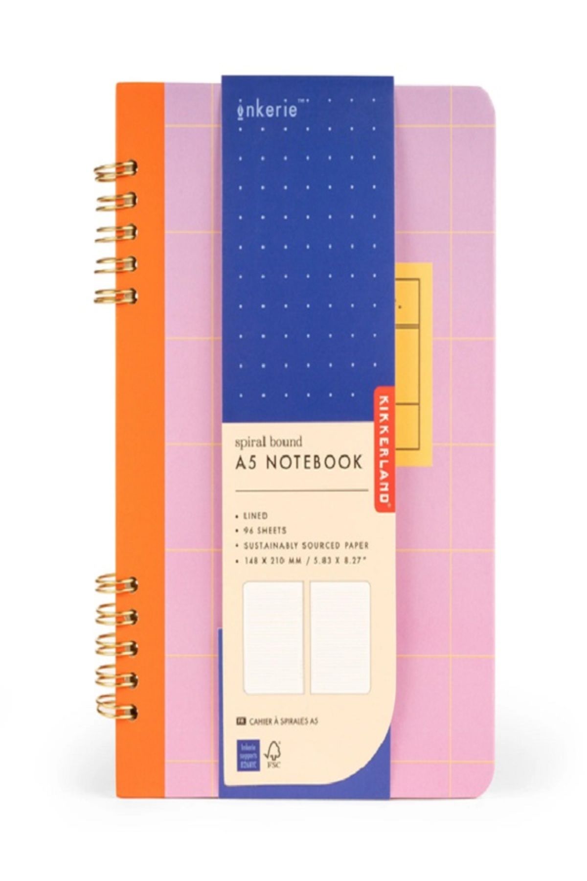 Kikkerland Inkerie Çizgili Telli A5 Defter