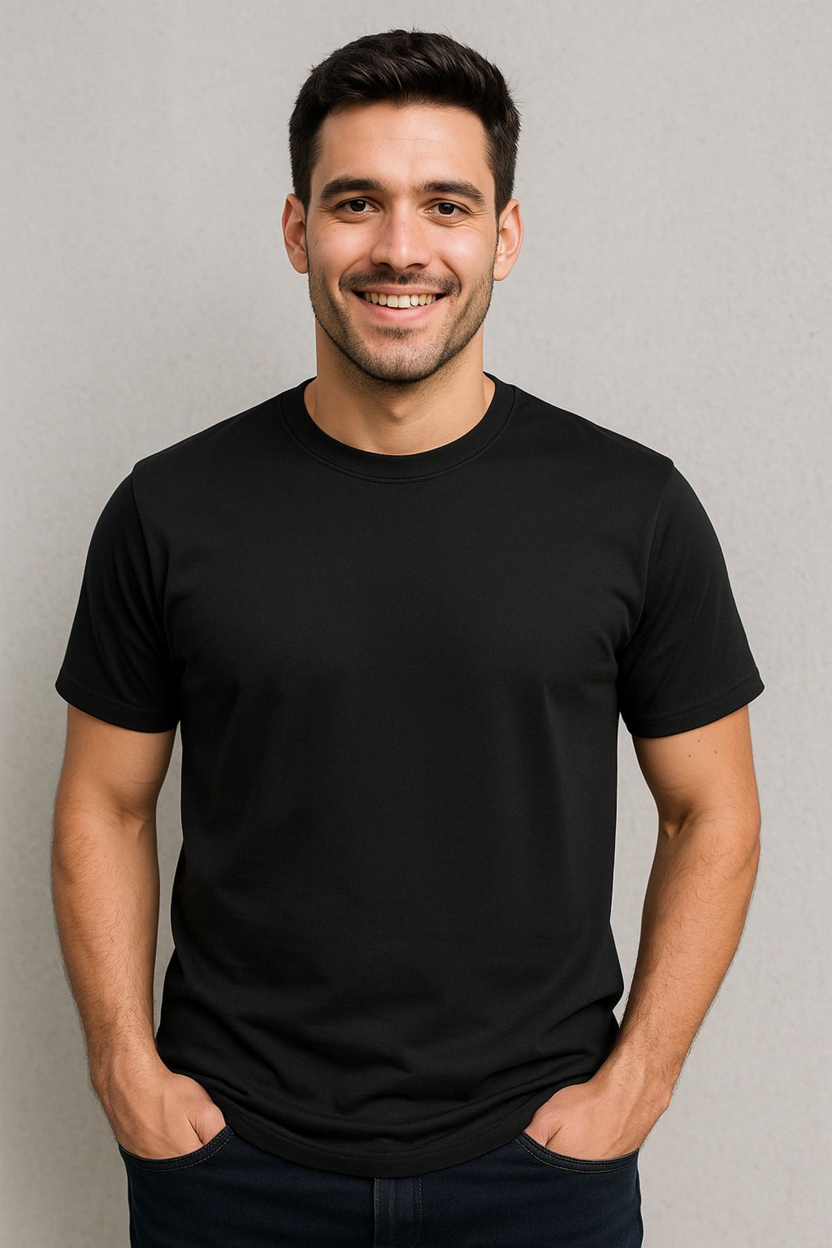 LeiraGYM %80 Pamuk Siyah Erkek Tişört - Günlük Rahat Stil