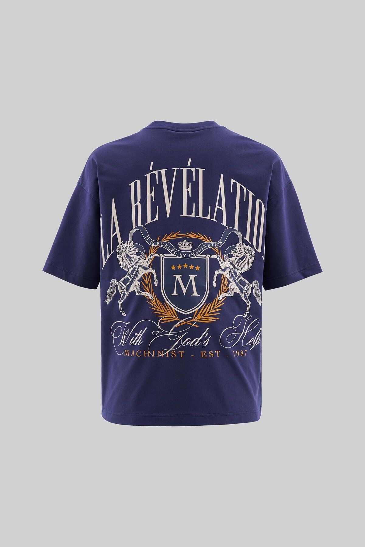 Machinist Erkek La Revelation Printed Oversize Lacivert Tişört