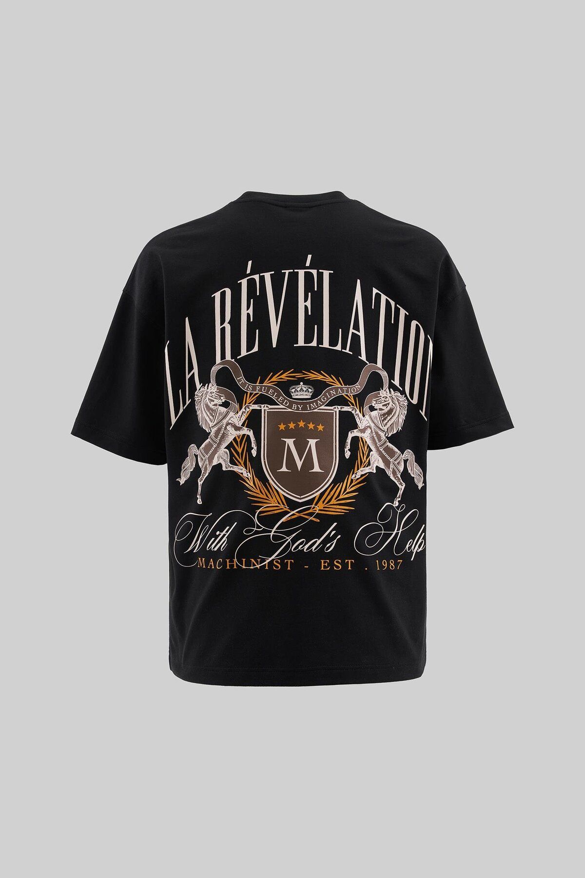 Machinist Erkek La Revelation Printed Oversize Siyah Tişört