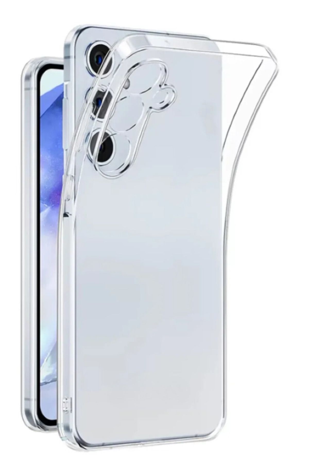 EVAX (TIPALI ŞEFFAF) Samsung Galaxy A56 Şeffaf Silikon Kılıf / Kamera Yeri Korumalı / Şarj Yeri Tıpalı