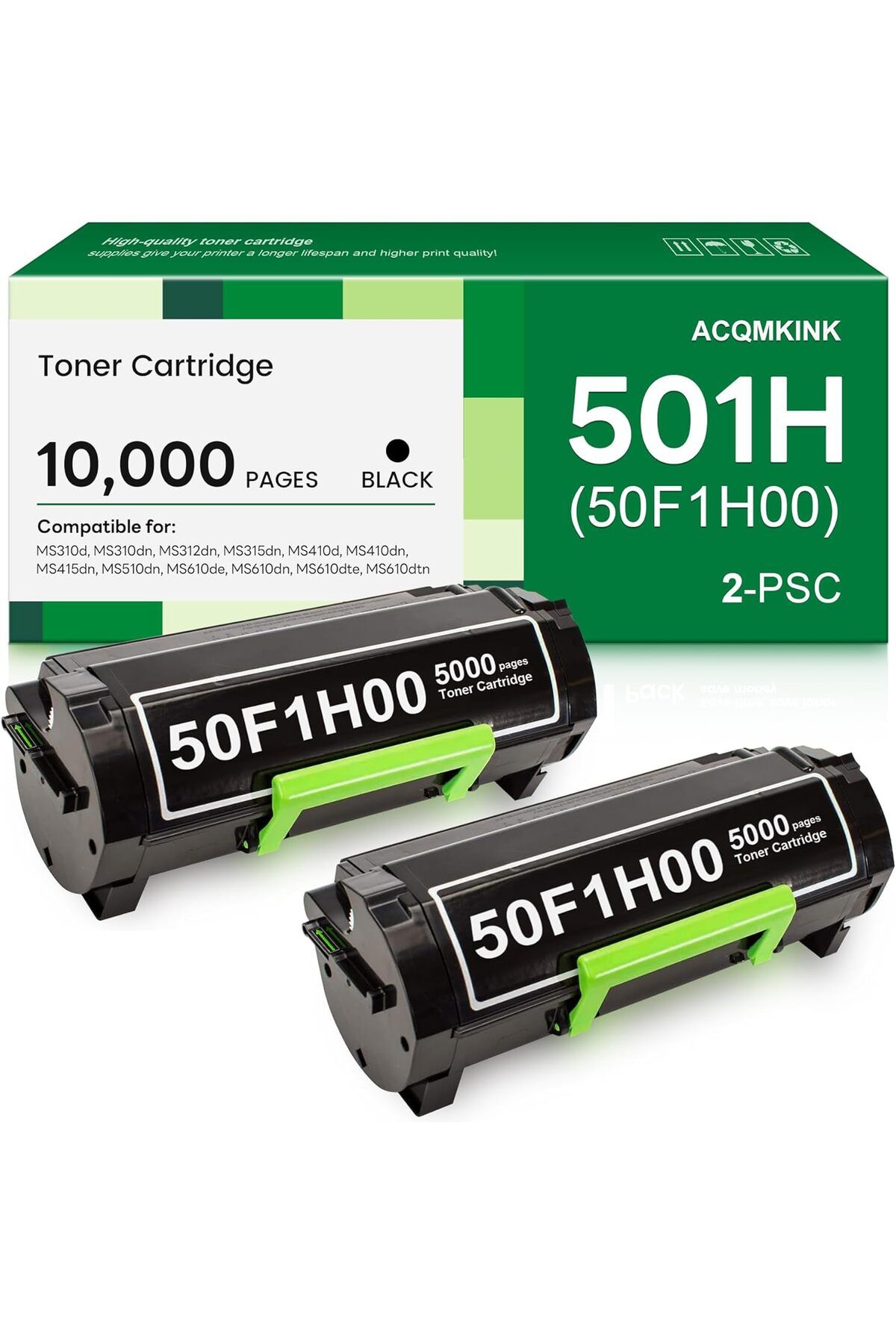 Lexmark MS310dn MS410dn MS610dn MS312dn MS315dn MS415dn Printer Ink Black, 2 Pack [10,000 Pages]