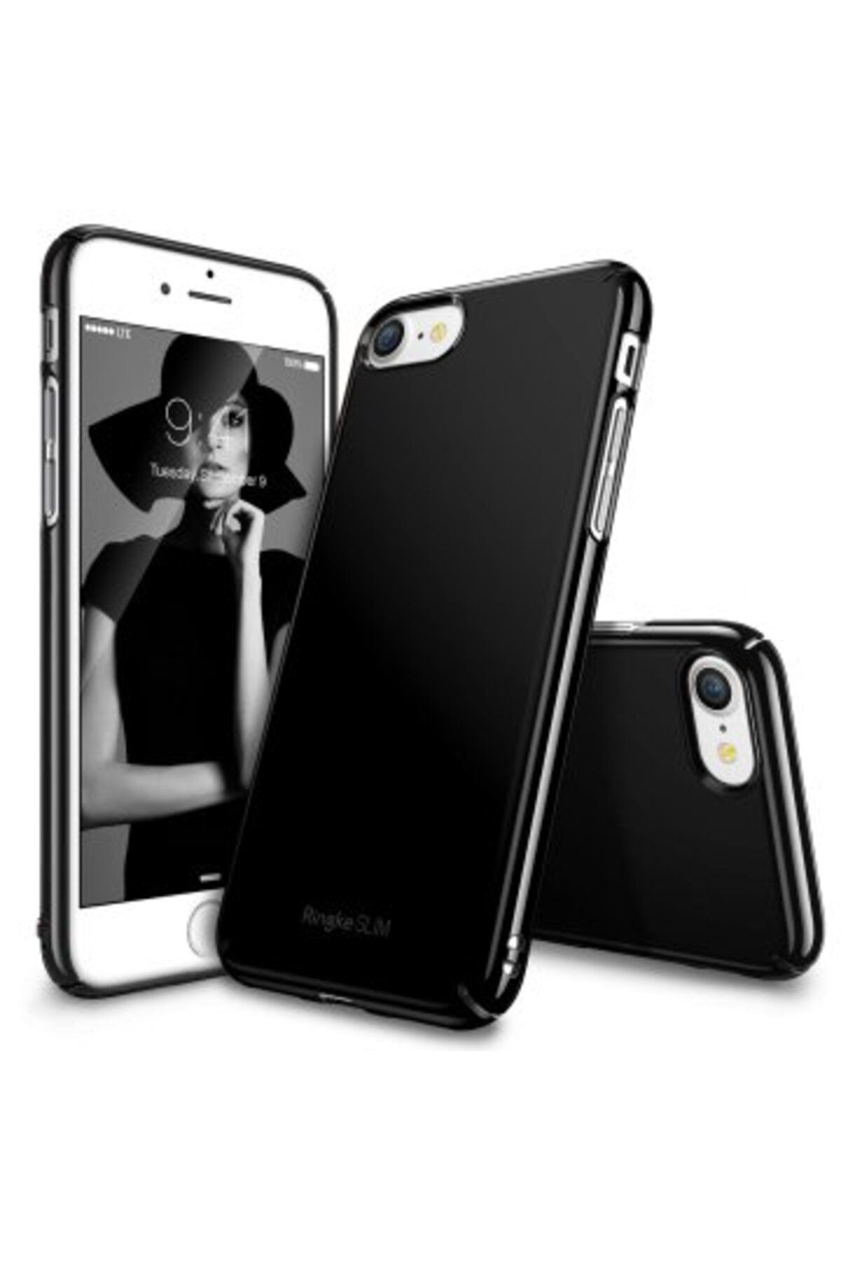 Ringke Slim iPhone 7/8 ile Uyumlu KIlıf Gloss Parlak Black İnce Şık Tasarım