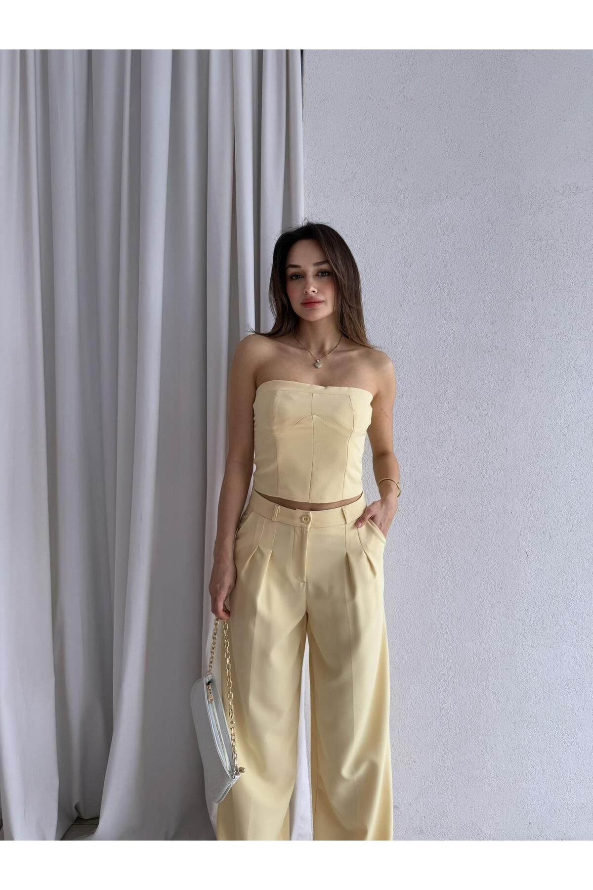Mooi Butik LEAF Takım 7893 - Sarı