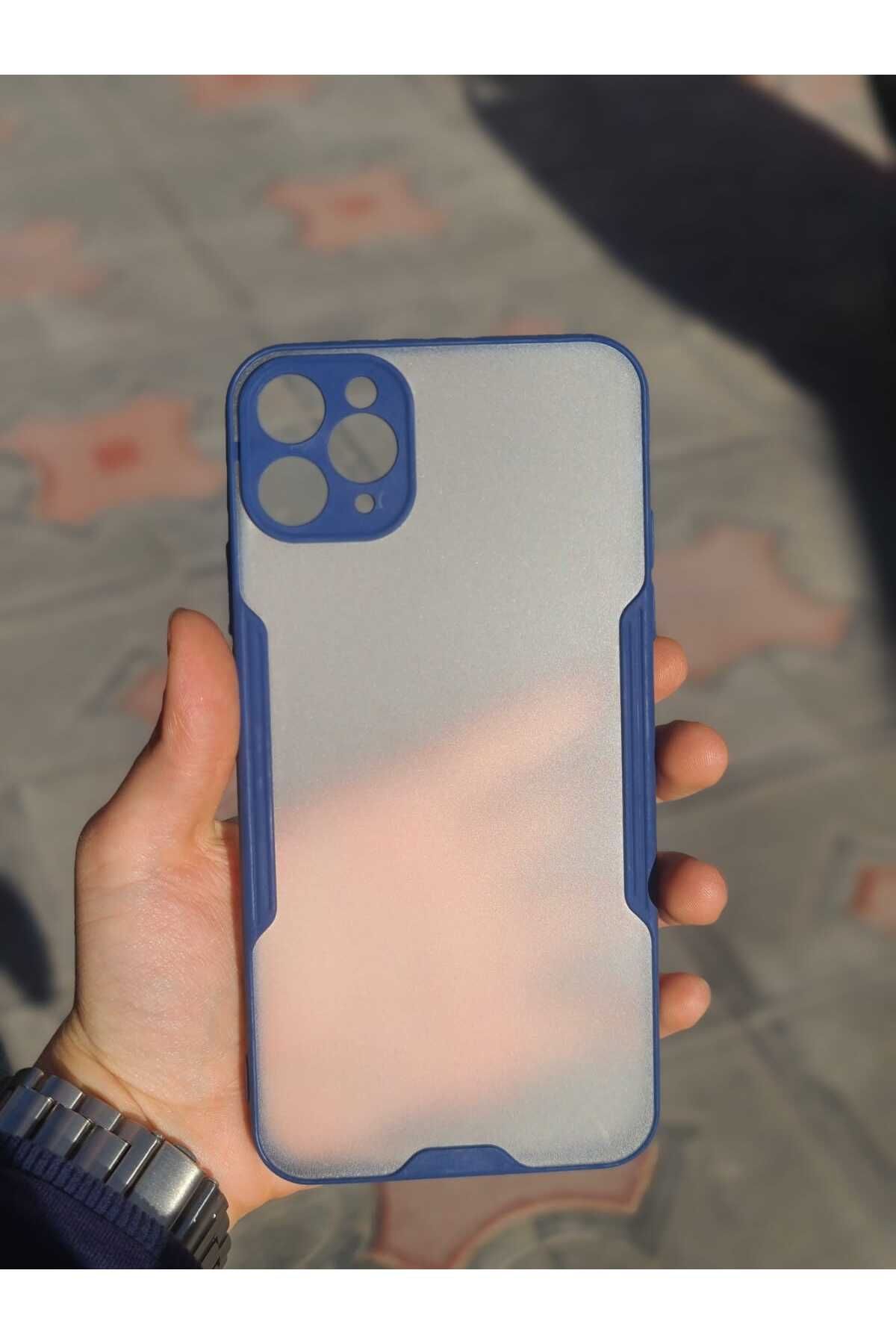 CEP-HANE Apple İphone 11 Pro Max Kenarları Renkli Kamera Korumalı Transparan Kılıf