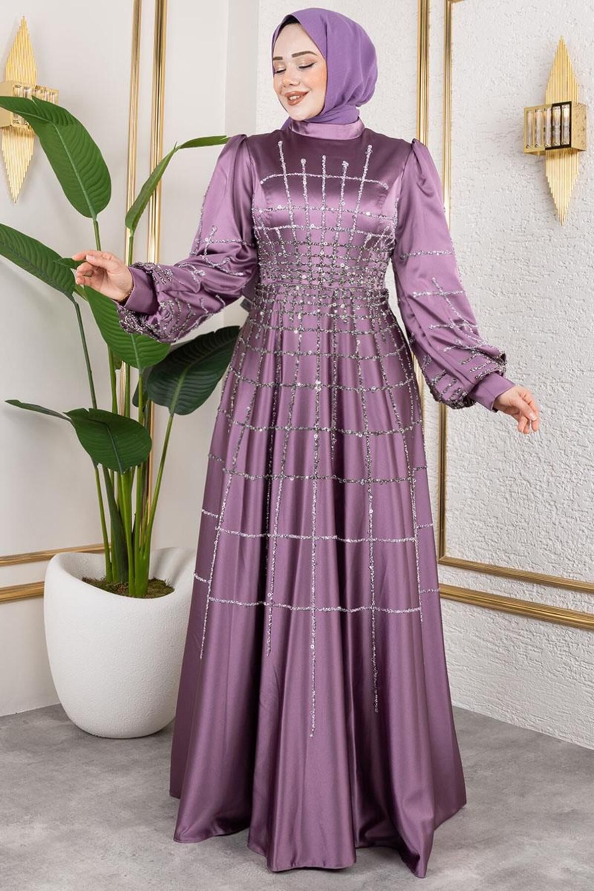 Mec Fashion Kafes Model Saten Abiye