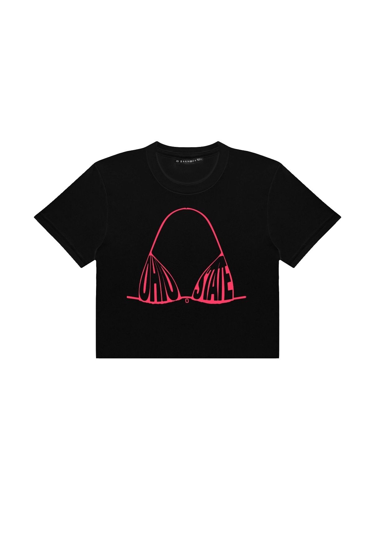 Sekizbiraltı Oho State Baskılı Siyah Crop Top