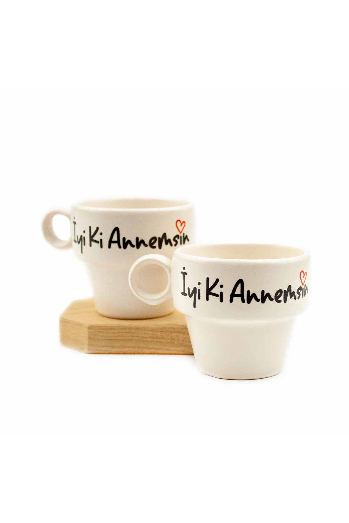 PALTO TASARIM İyi Ki Annemsin! 2'li Espresso Bardak Seti - Anneler Günü Hediyesi Fincan