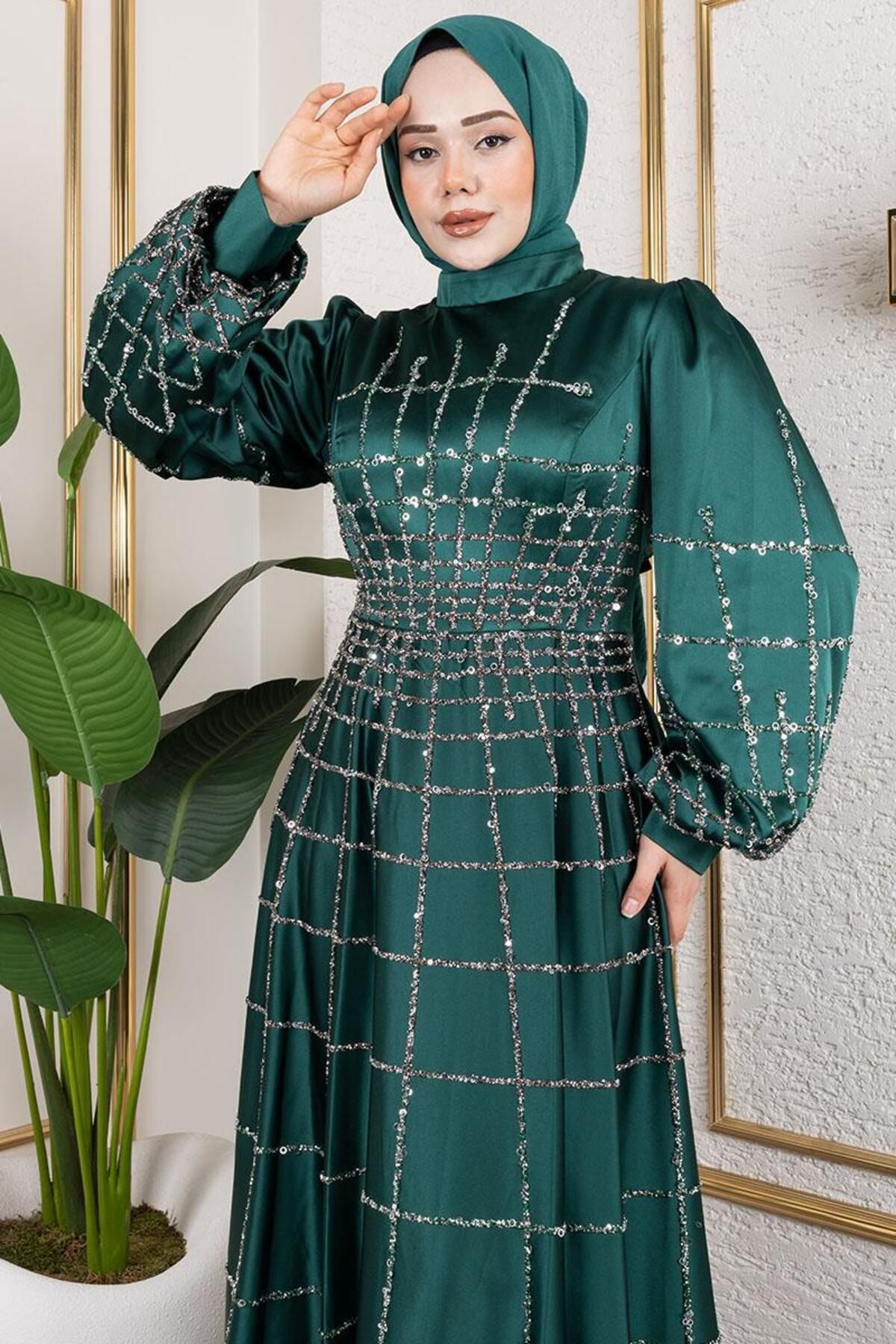 Mec Fashion Kafes Model Saten Abiye