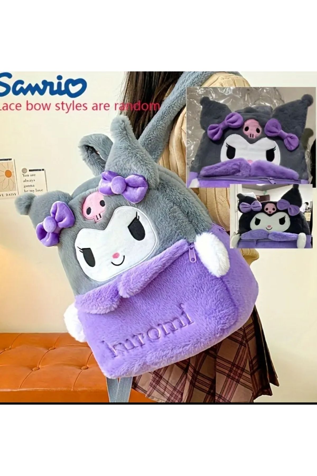BBS Sanrio "Kuromi Peluş Sırt Çantası – Sevimli ve Yumuşak Karakter Çanta"
