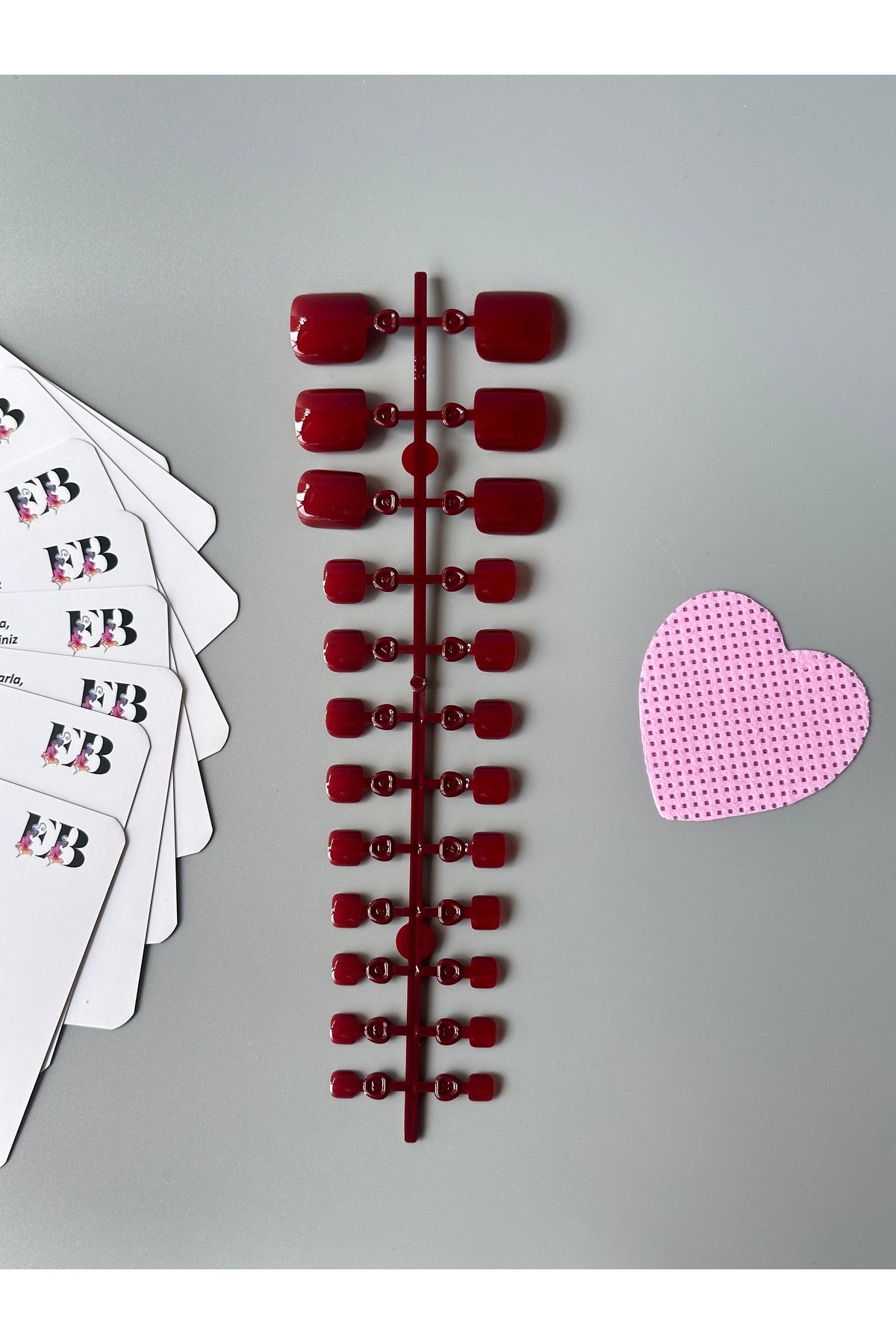 Easy Beauty Ayak Takma Tırnak Koyu Bordo 24 Adet Ayak için Takma Tırnak