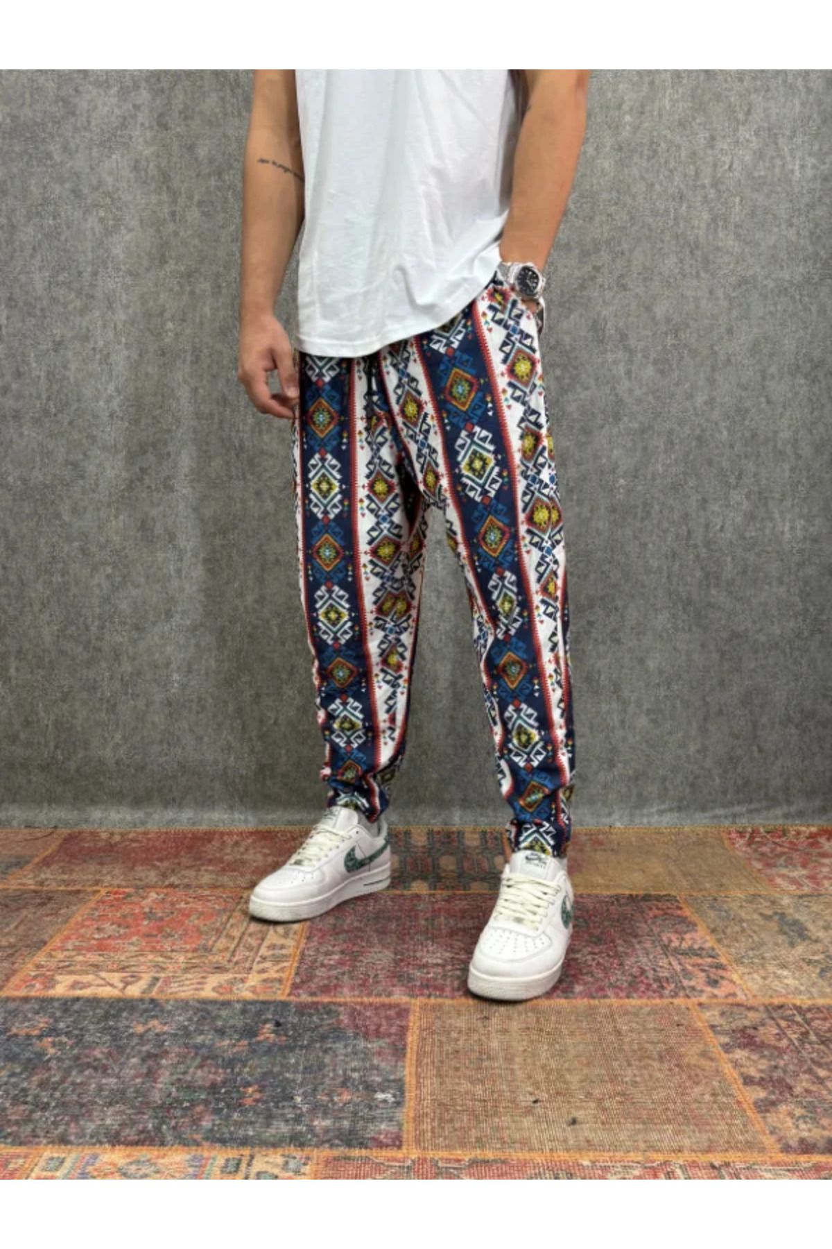 FıttingRoom Beli Lastikli Desenli Baggy Pantolon