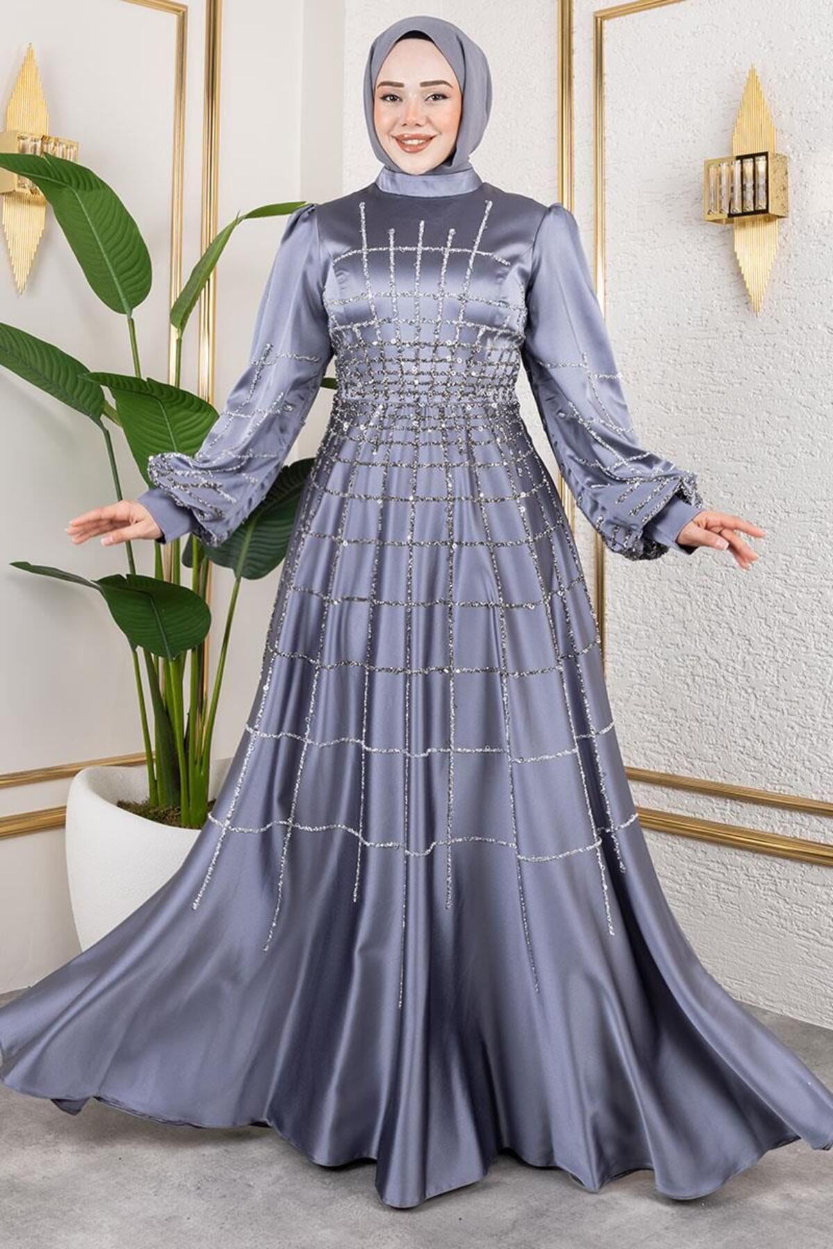 Mec Fashion Kafes Model Saten Abiye