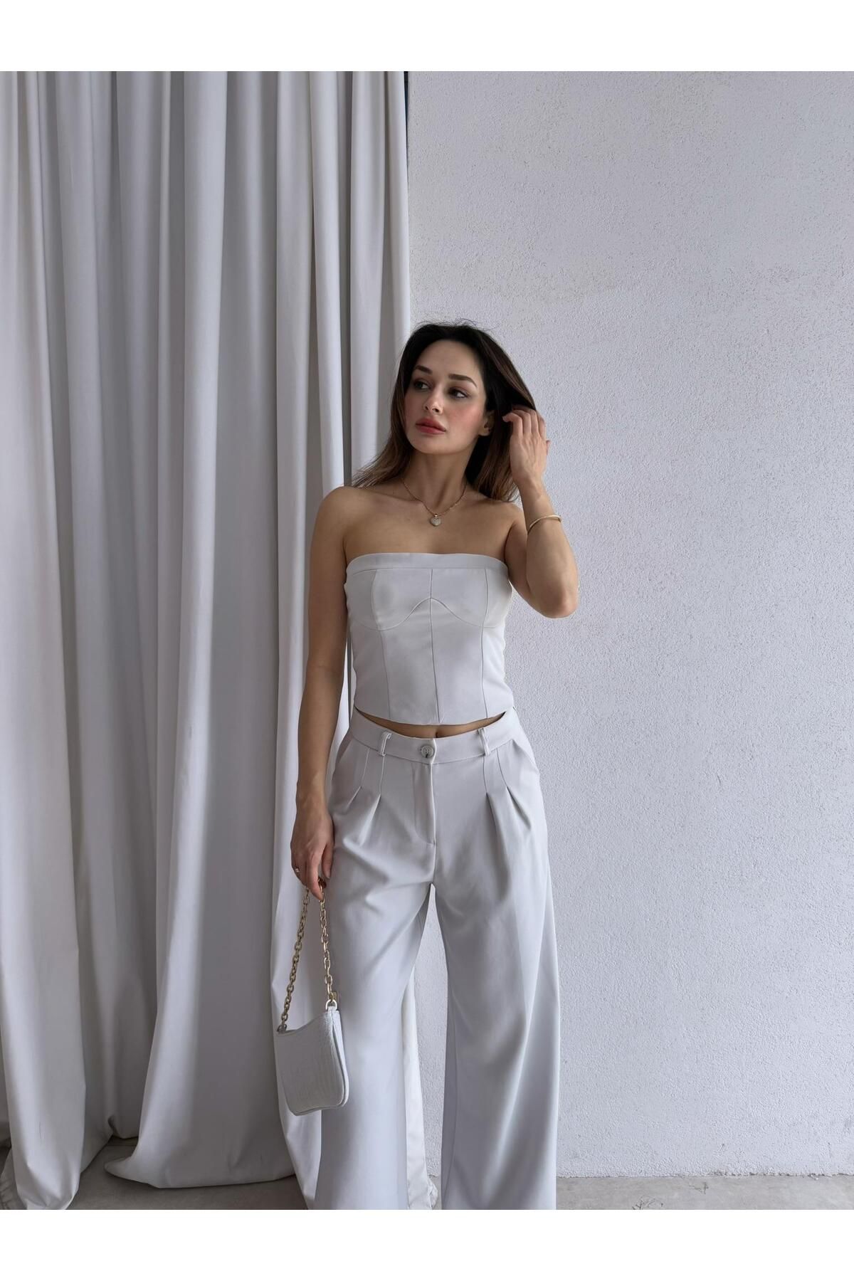 Mooi Butik LEAF Takım 7893 - Gri