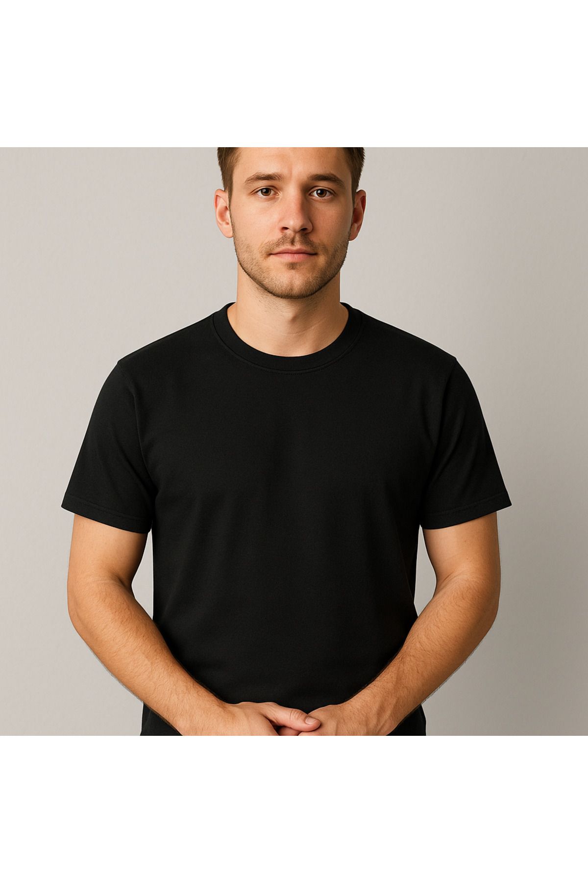 LeiraGYM Erkek Desenli Siyah T-Shirt - Rahat Kesim Basic Model