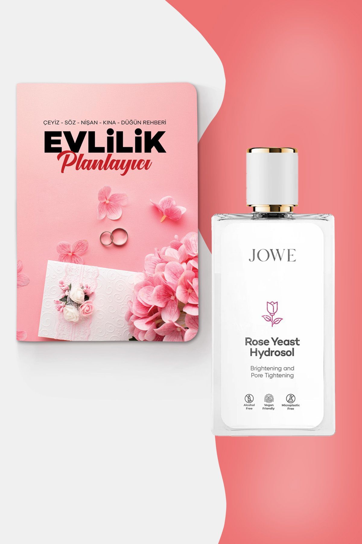 nesnel yayınlar Evlilik Planlayıcı Günlük ve Jowe Gül Mayası Aydınlatıcı ve Gözenek Sıkılaştırıcı Tonik - 100 ml
