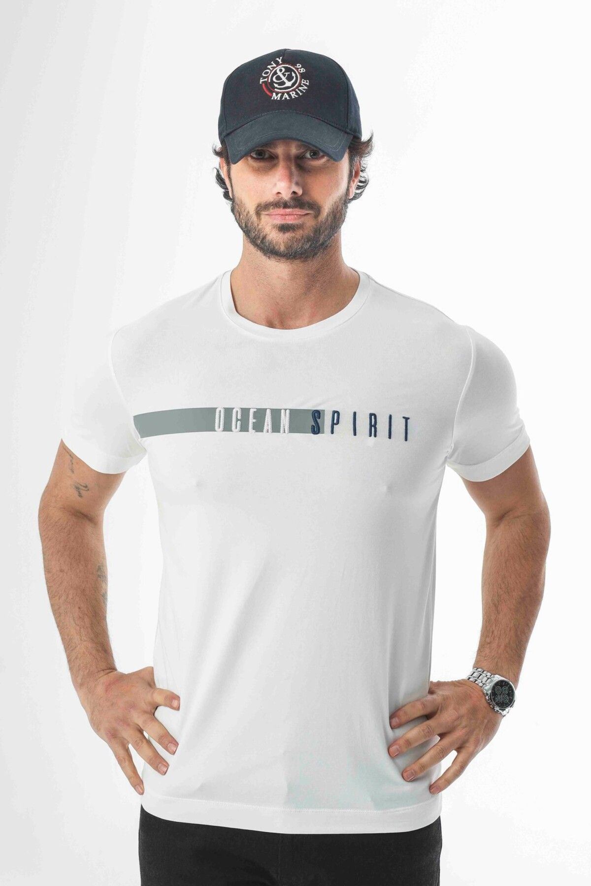 Tony Montana Büyük Beden Bisiklet Yaka Regular Fit Baskılı ve Nakışlı T-Shirt-MSL-2189