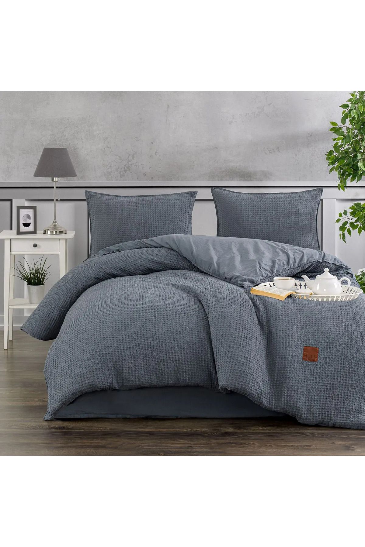 ELLE HOME Veronica Waffel Çift Kişilik Nevresim Takımı - Castle Rock
