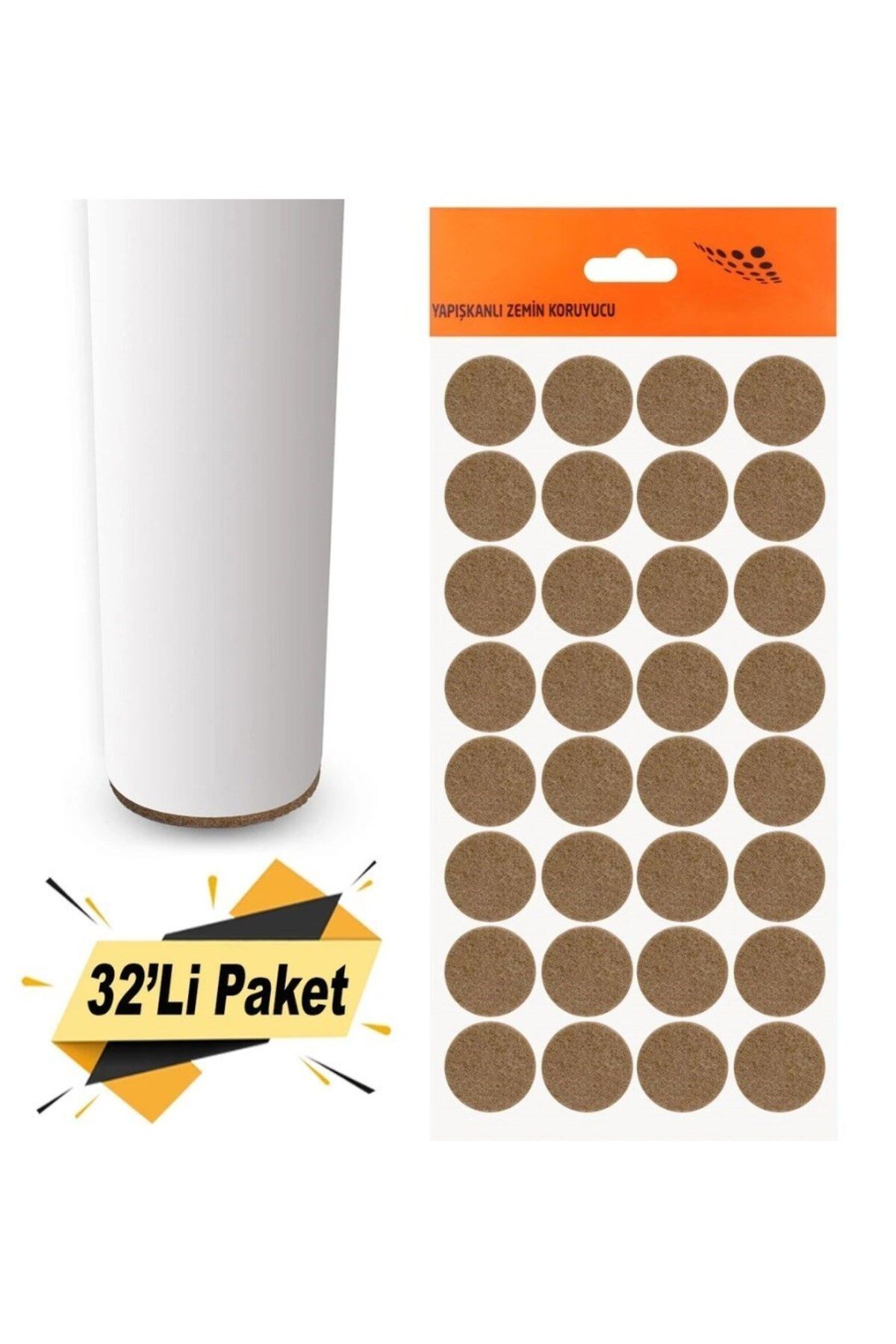 Sucuoğlu Masa Sandalye Parke Zemin Koruyucu Keçe Yapışkanlı 24 Mm (32'li Paket) Weiss