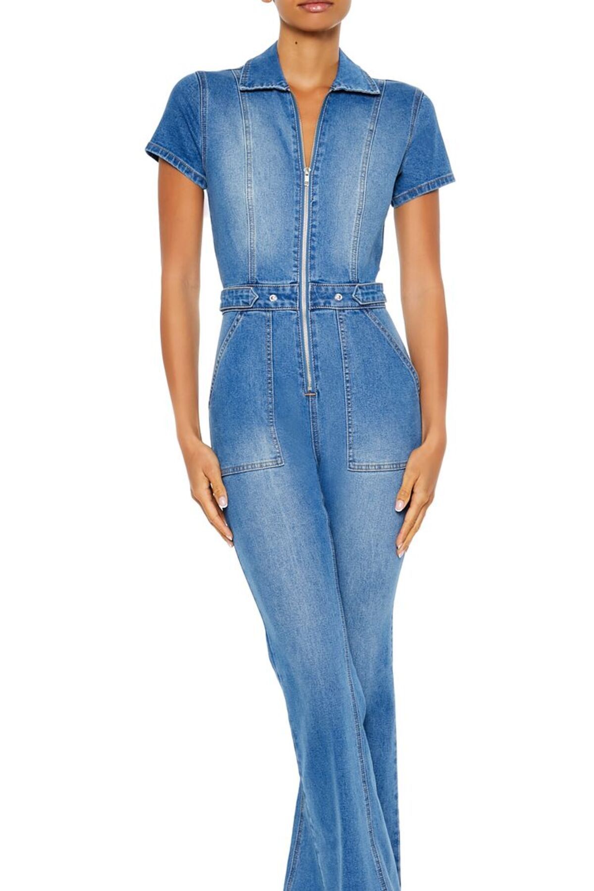 Forever 21 Denim Fermuarlı Tulum