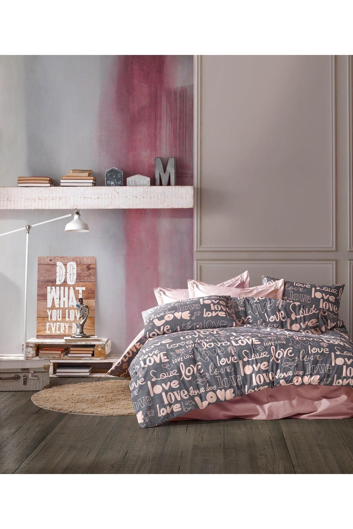 Snow Home Concept Pamuklu Çift Kişilik Nevresim Takımı Love