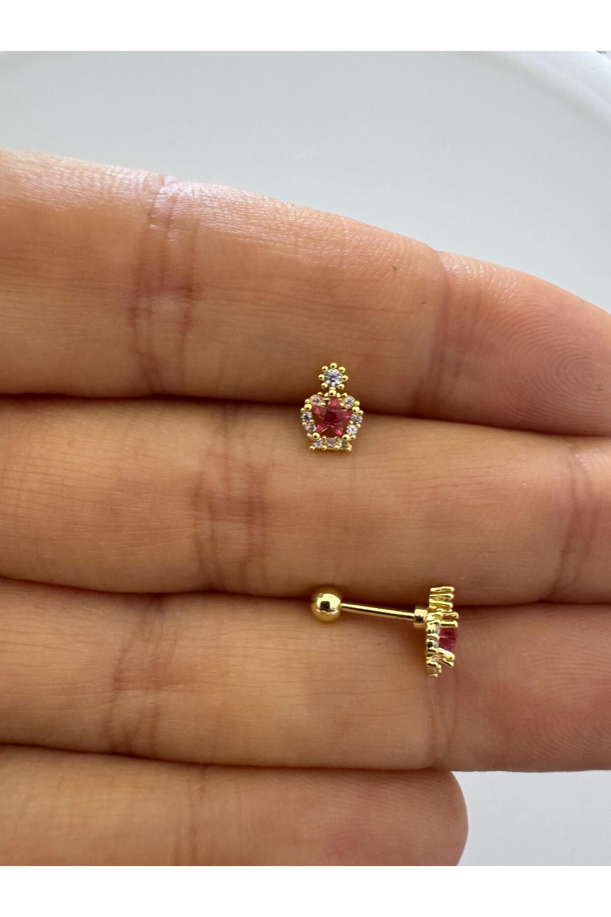 Arescollection 1 adet zirkon taşlı helix tragus lobe uyumlu piercing küpe