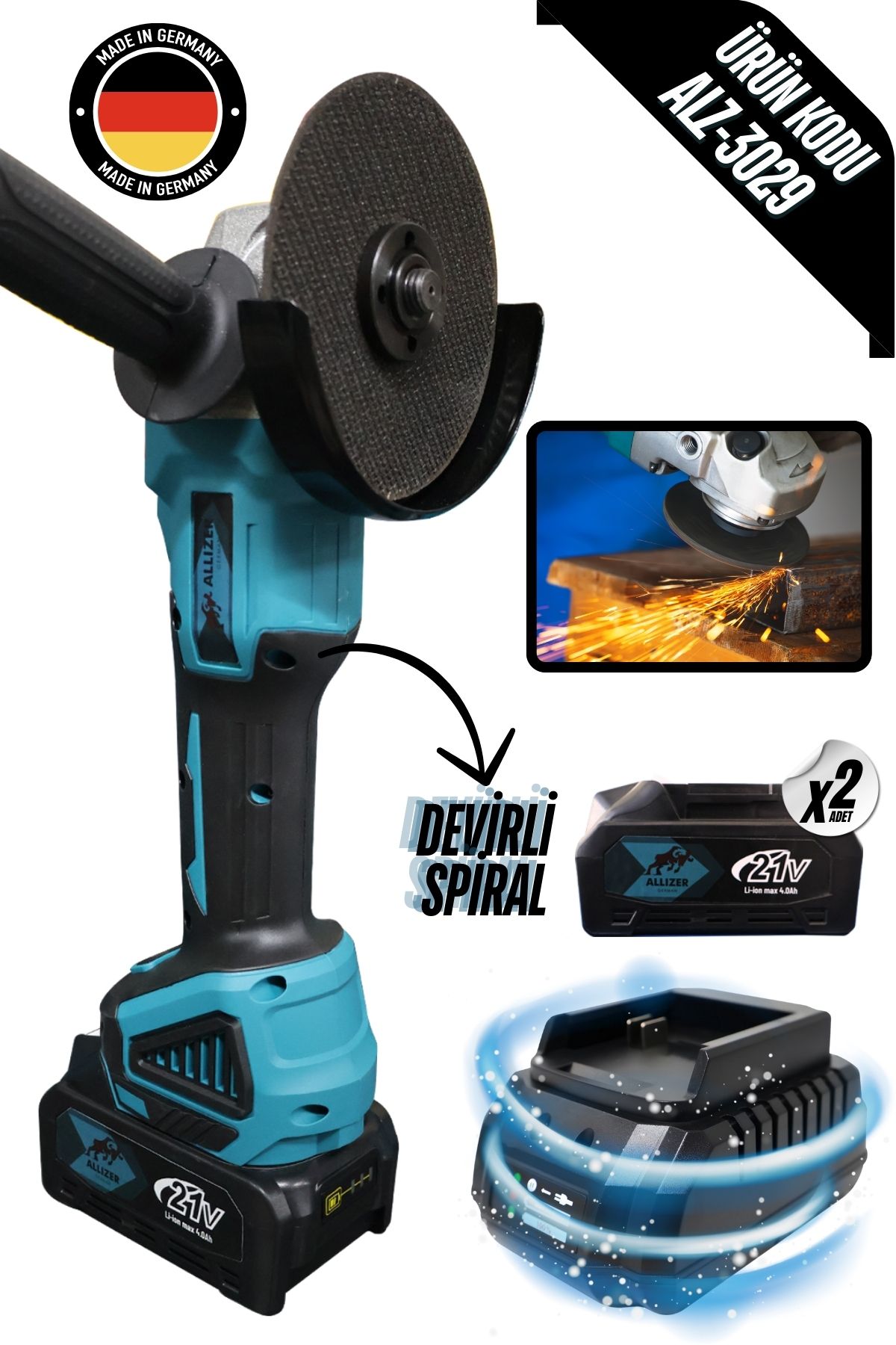 ALLİZER GERMAN ALLİZER ŞARJLI SPİRAL MAVİ
