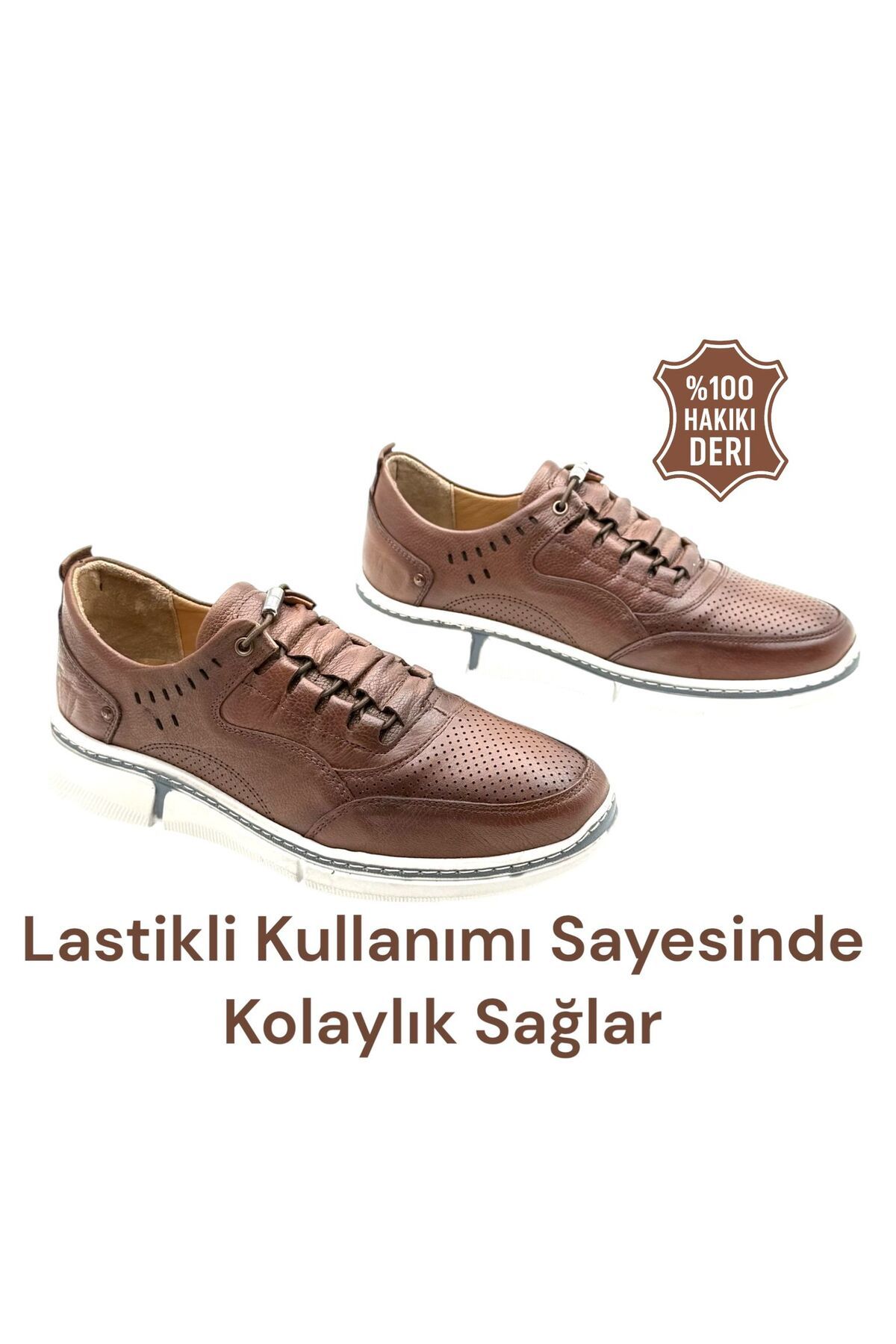 İYİSİNDEN SHOES Hakiki deri erkek lastikli ortapedik ayakkabı-hafif poli taban, komple dikişli