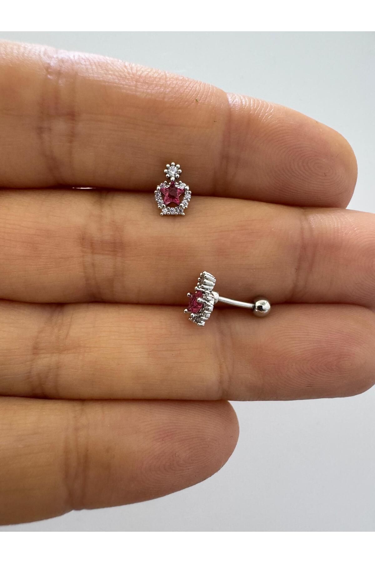 Arescollection 1 adet zirkon taşlı helix tragus lobe uyumlu piercing küpe