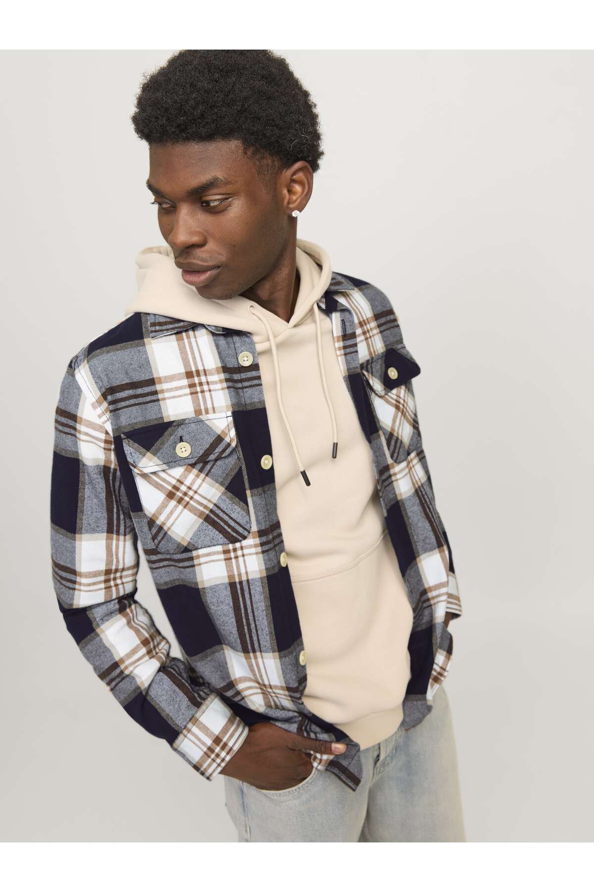 پیراهن مردانه شطرنجی آستین بلند | جک اند جونز Jack & Jones 12248409 - تصویر 4