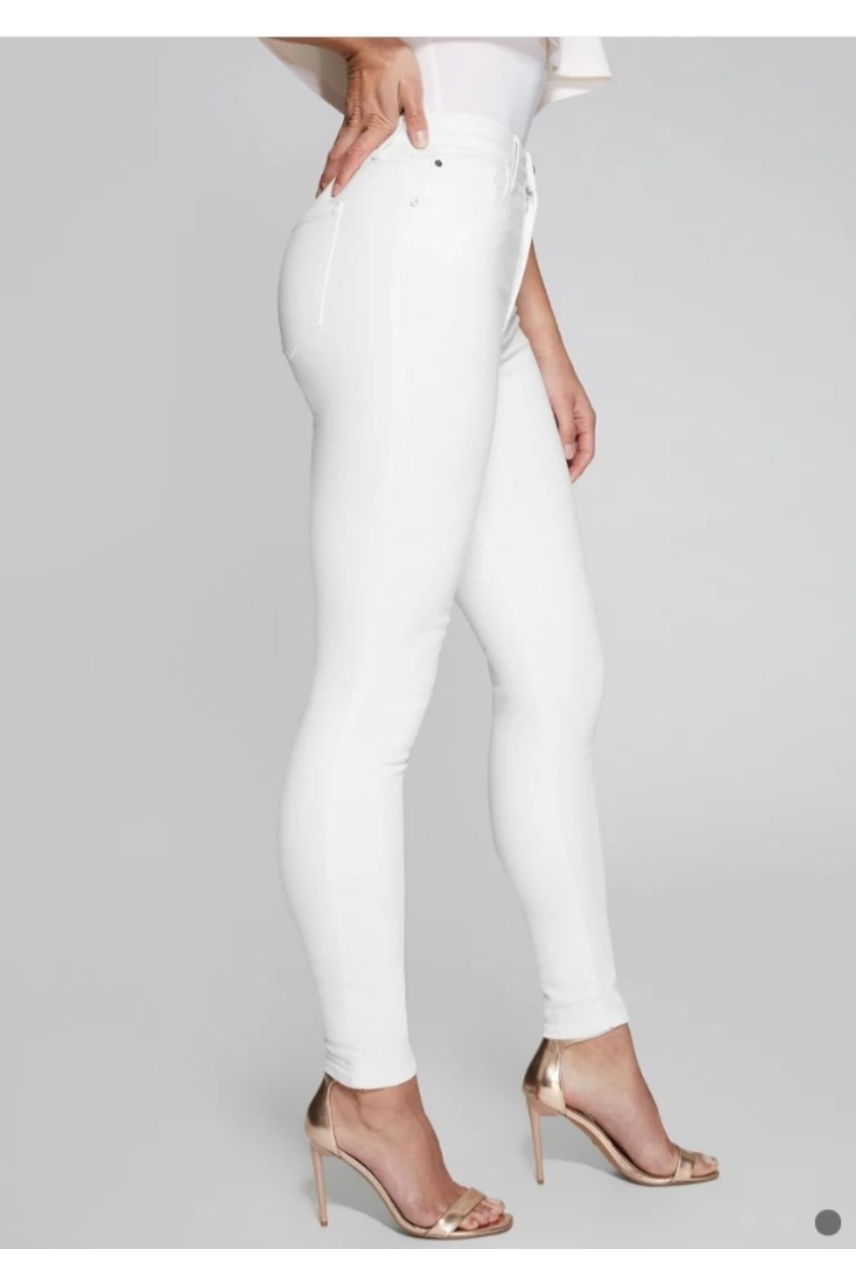 WODDİ Duryn New Skinny Beyaz Kadın Dar Paça Likralı Jeans Kot Pantolon-4