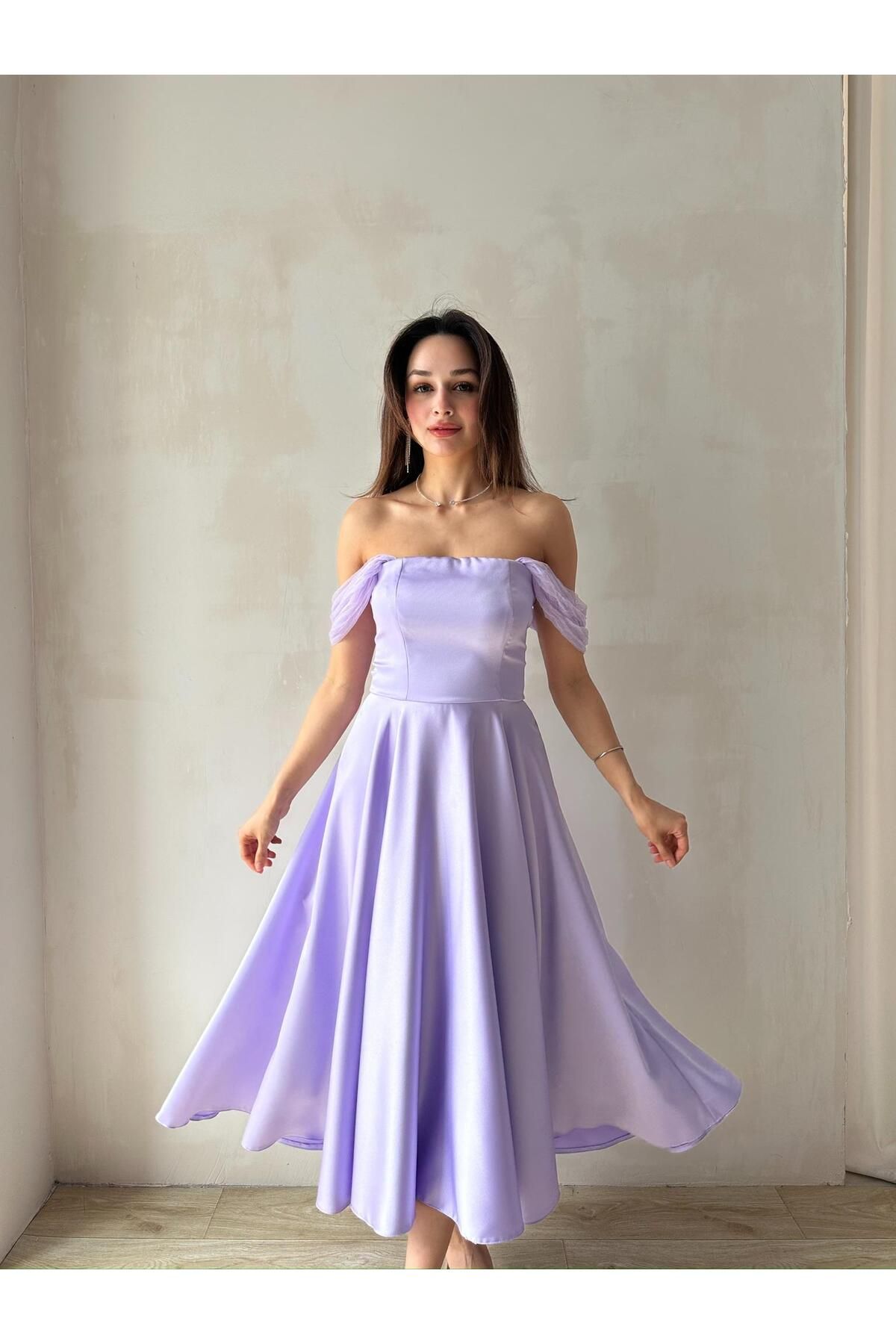 Mooi Butik MARX Midi Elbise 3572 - Lila